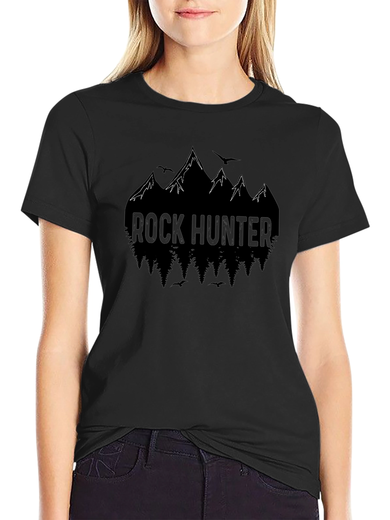 Rock Hunter Mountain Graphic Tee - Black Cotton