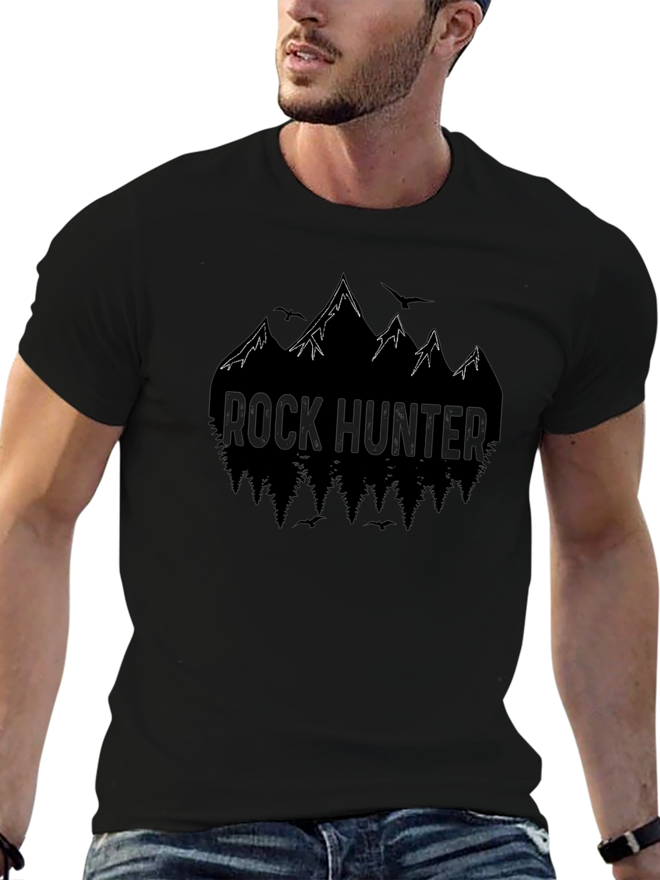 Rock Hunter Mountain Graphic Tee - Black Cotton