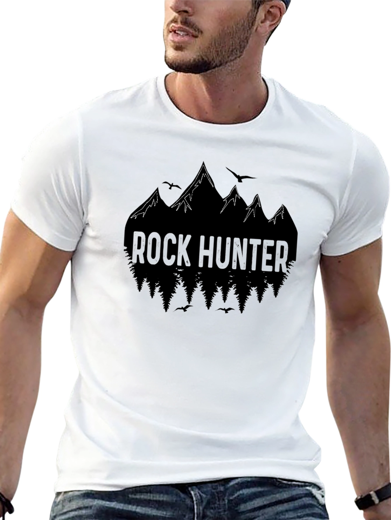 Rock Hunter Mountain Graphic Tee - Black Cotton