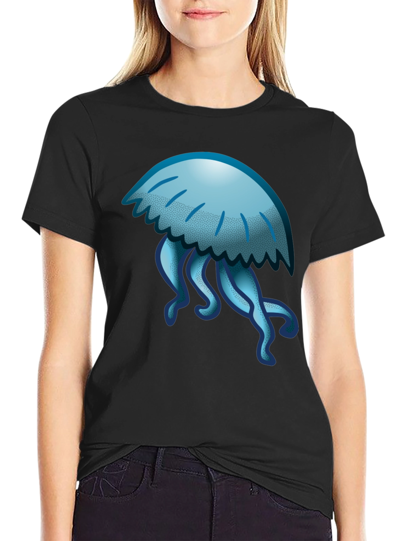 Jellyfish Graphic Tee - Casual Black T-Shirt