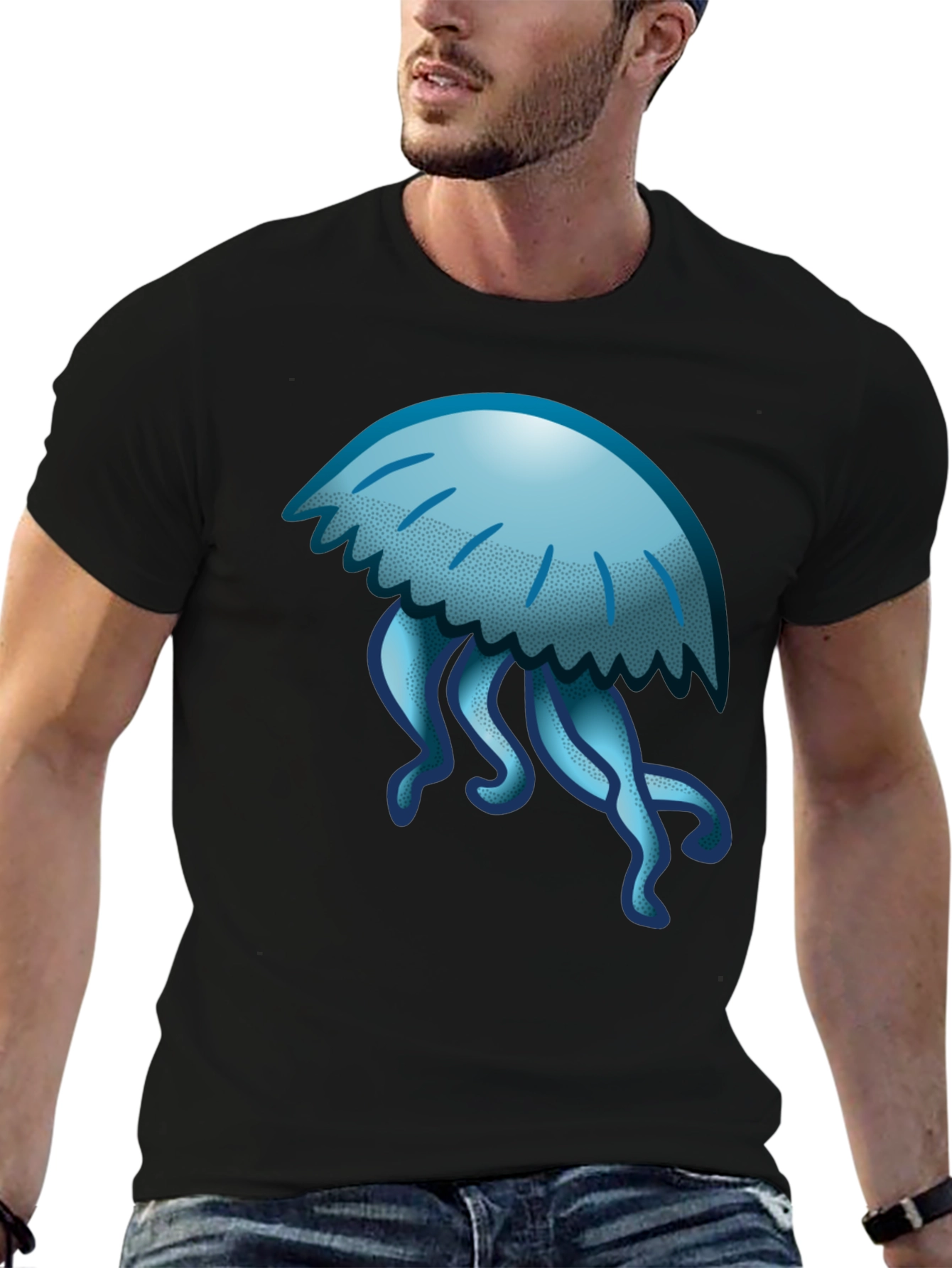 Jellyfish Graphic Tee - Casual Black T-Shirt