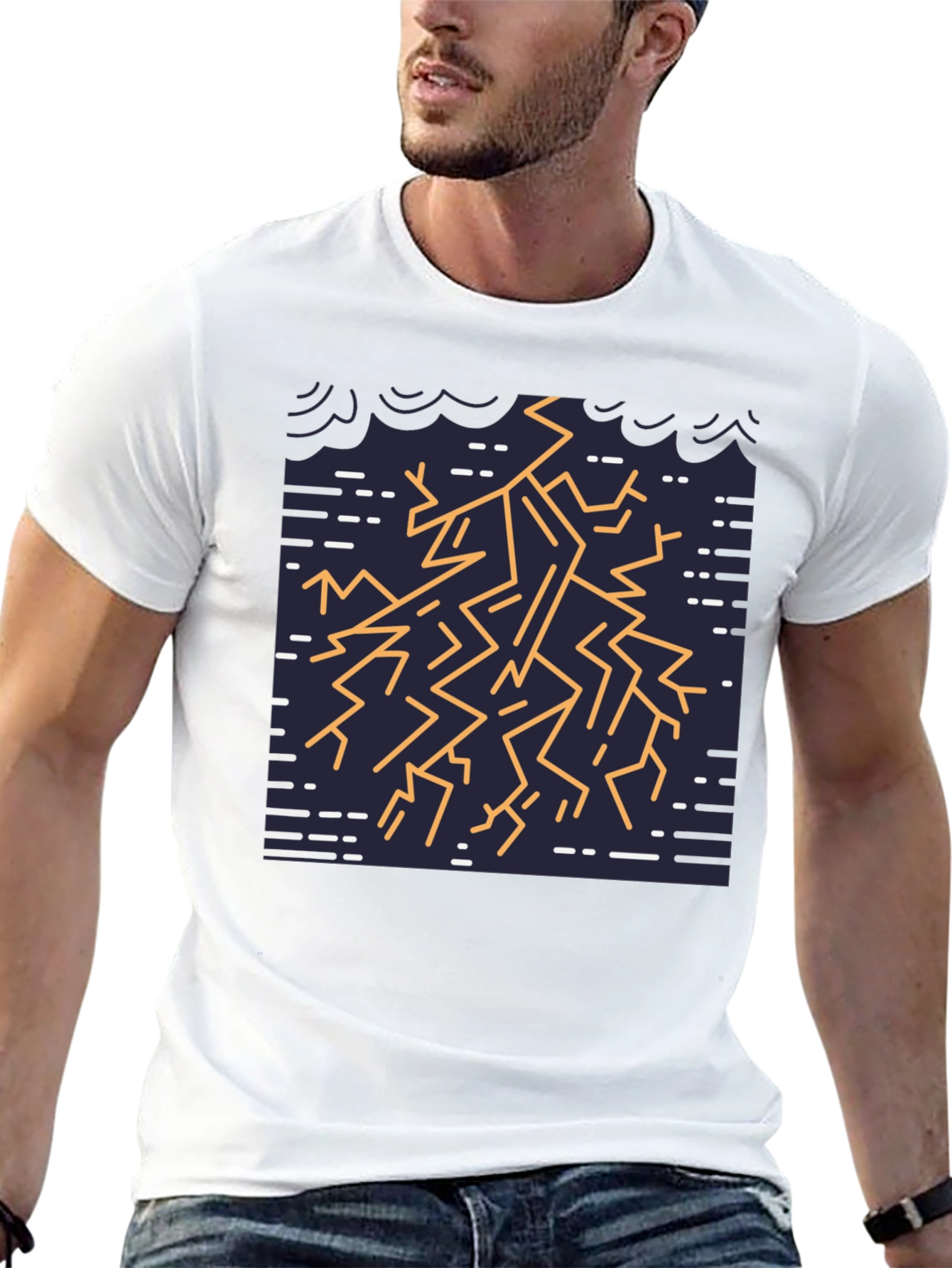 Geometric Lightning Bolt Graphic Tee