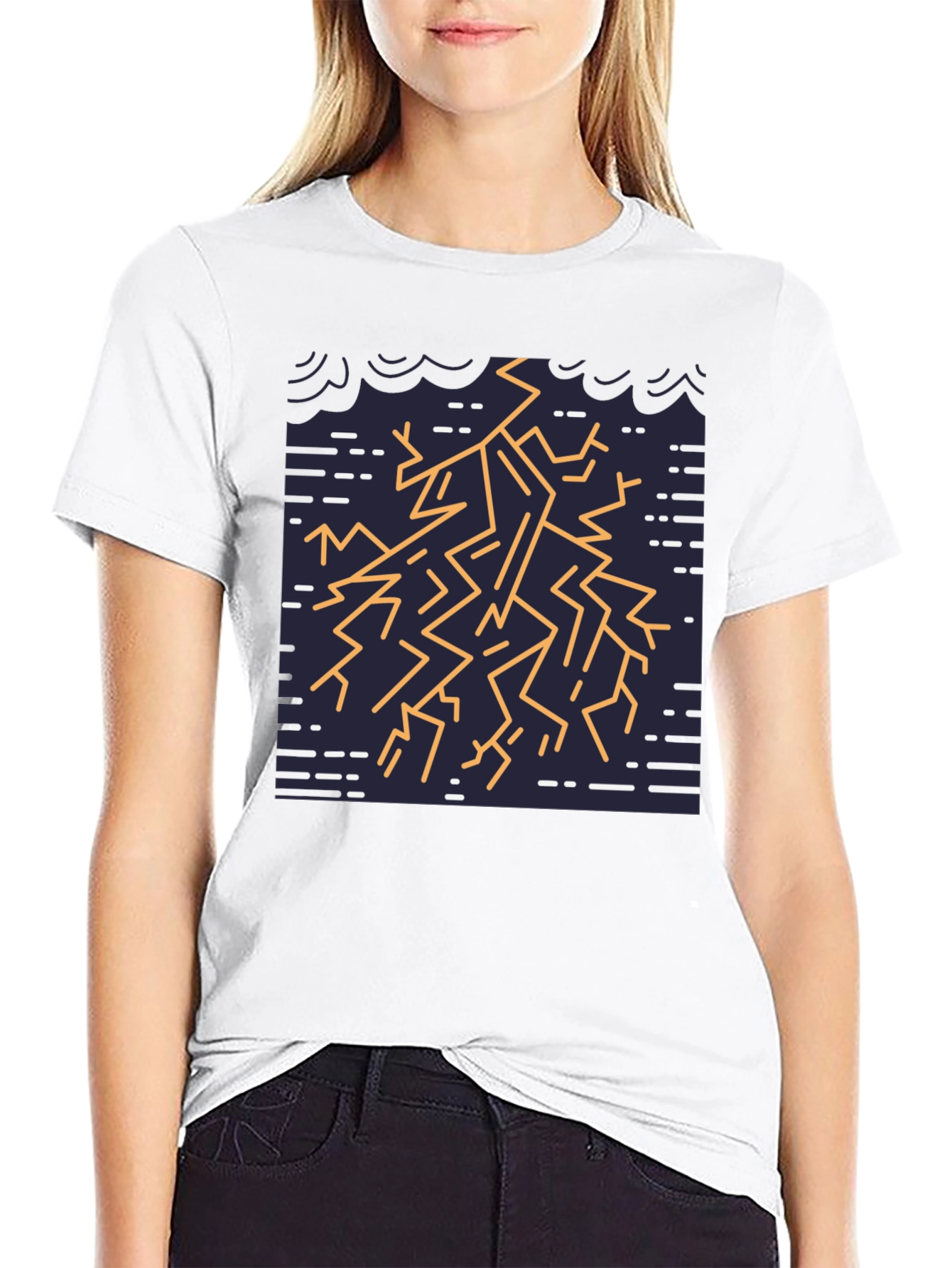 Geometric Lightning Bolt Graphic Tee