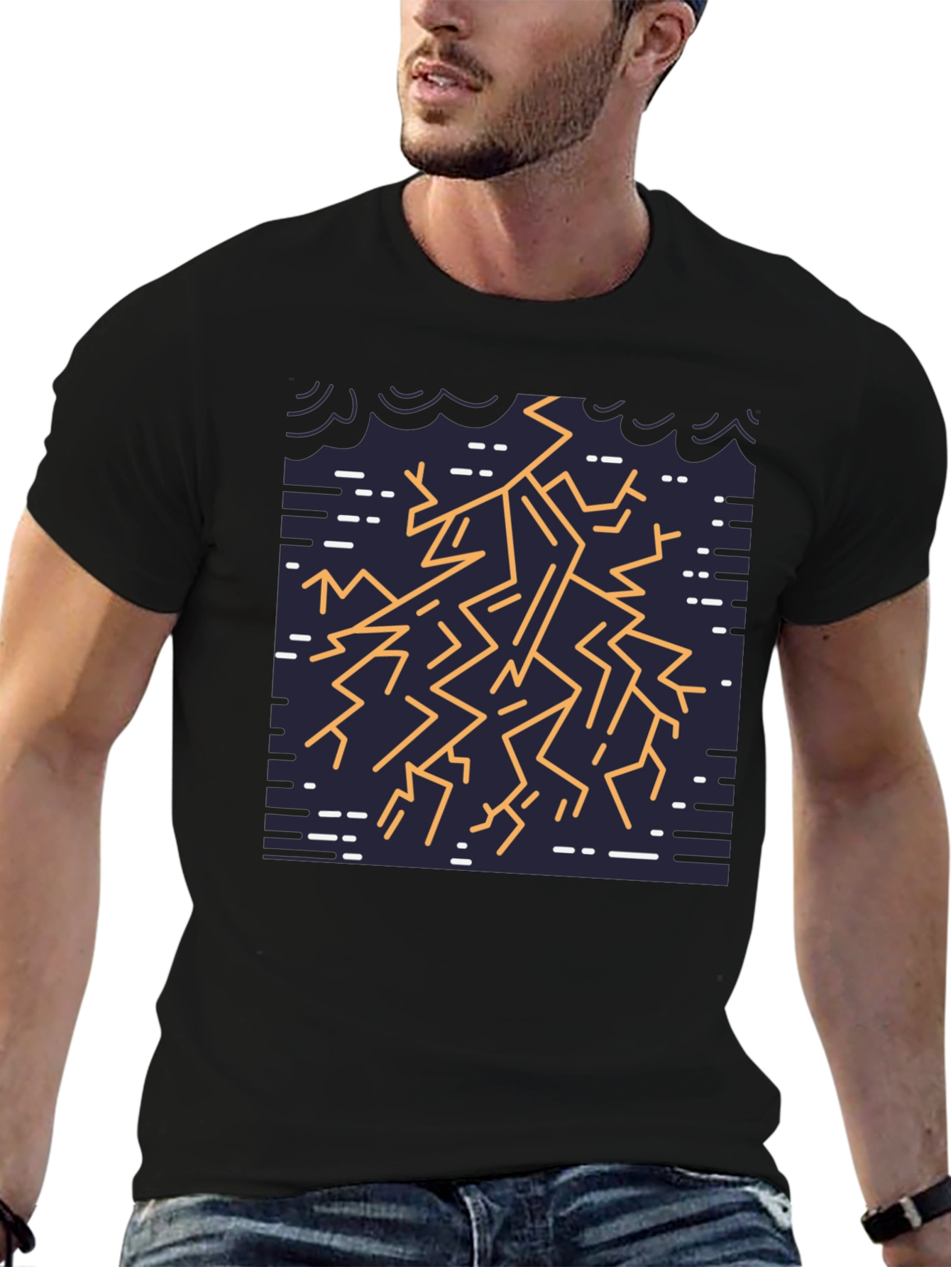 Geometric Lightning Bolt Graphic Tee