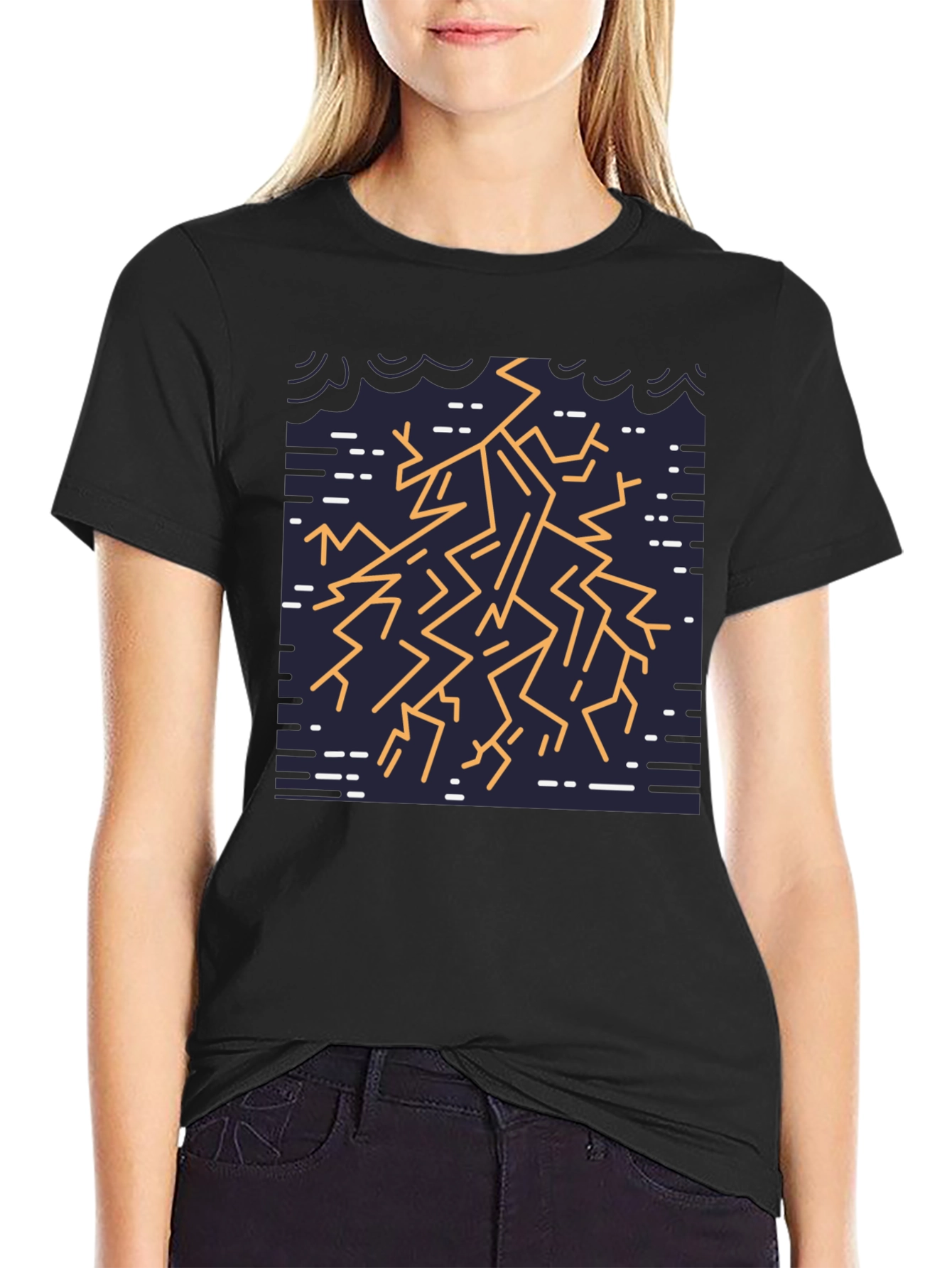 Geometric Lightning Bolt Graphic Tee