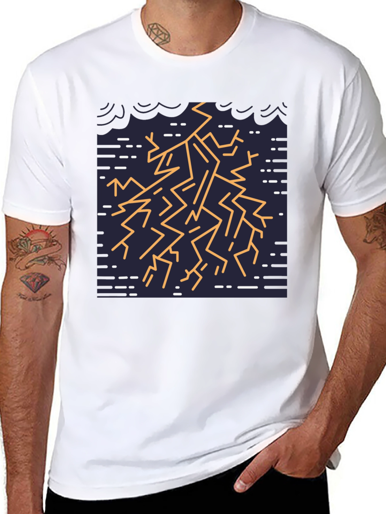 Geometric Lightning Bolt Graphic Tee