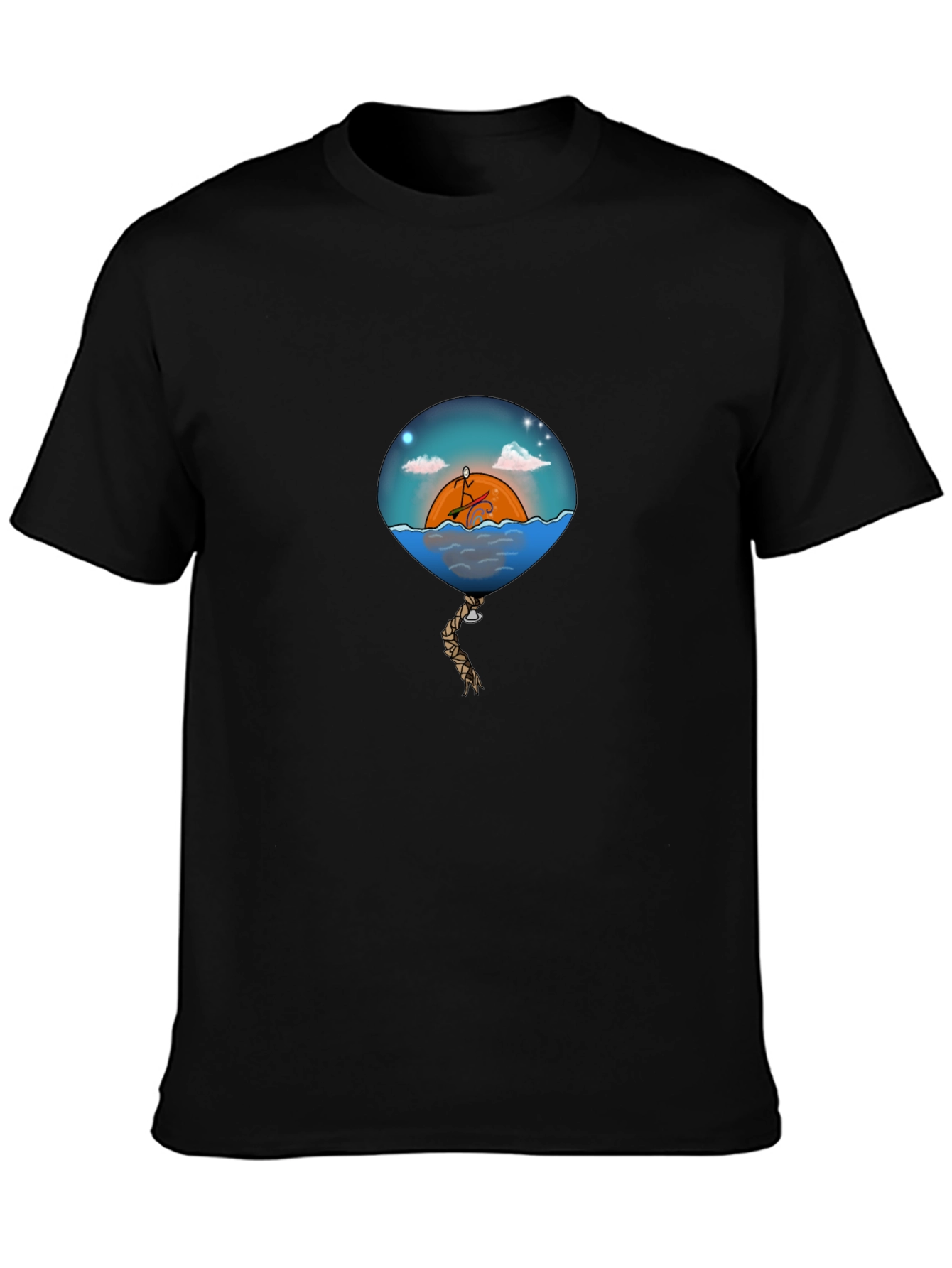 Sunset Balloon Graphic Tee - Mens Black T-Shirt