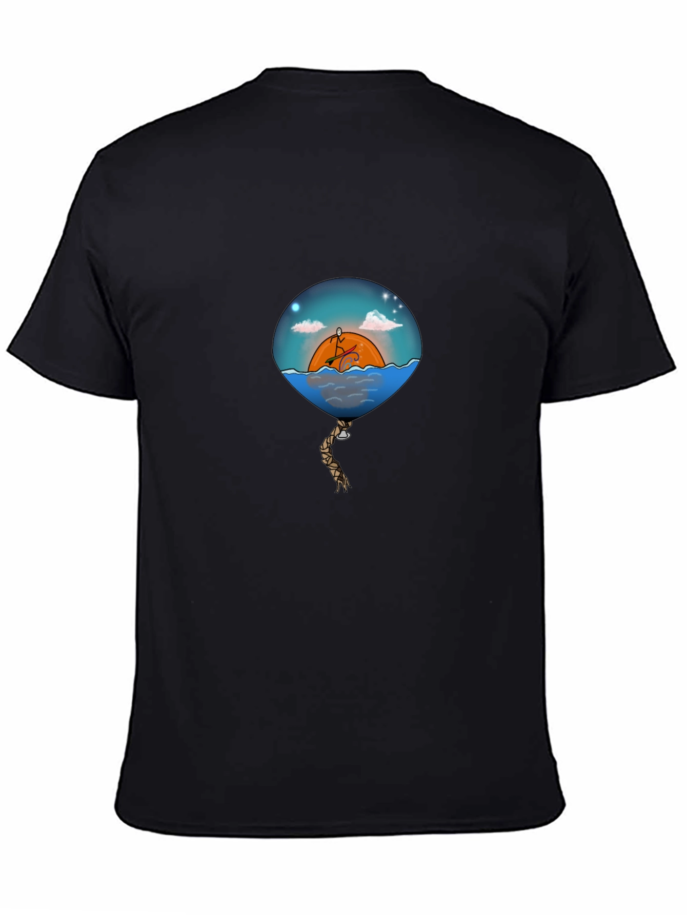 Sunset Balloon Graphic Tee - Mens Black T-Shirt