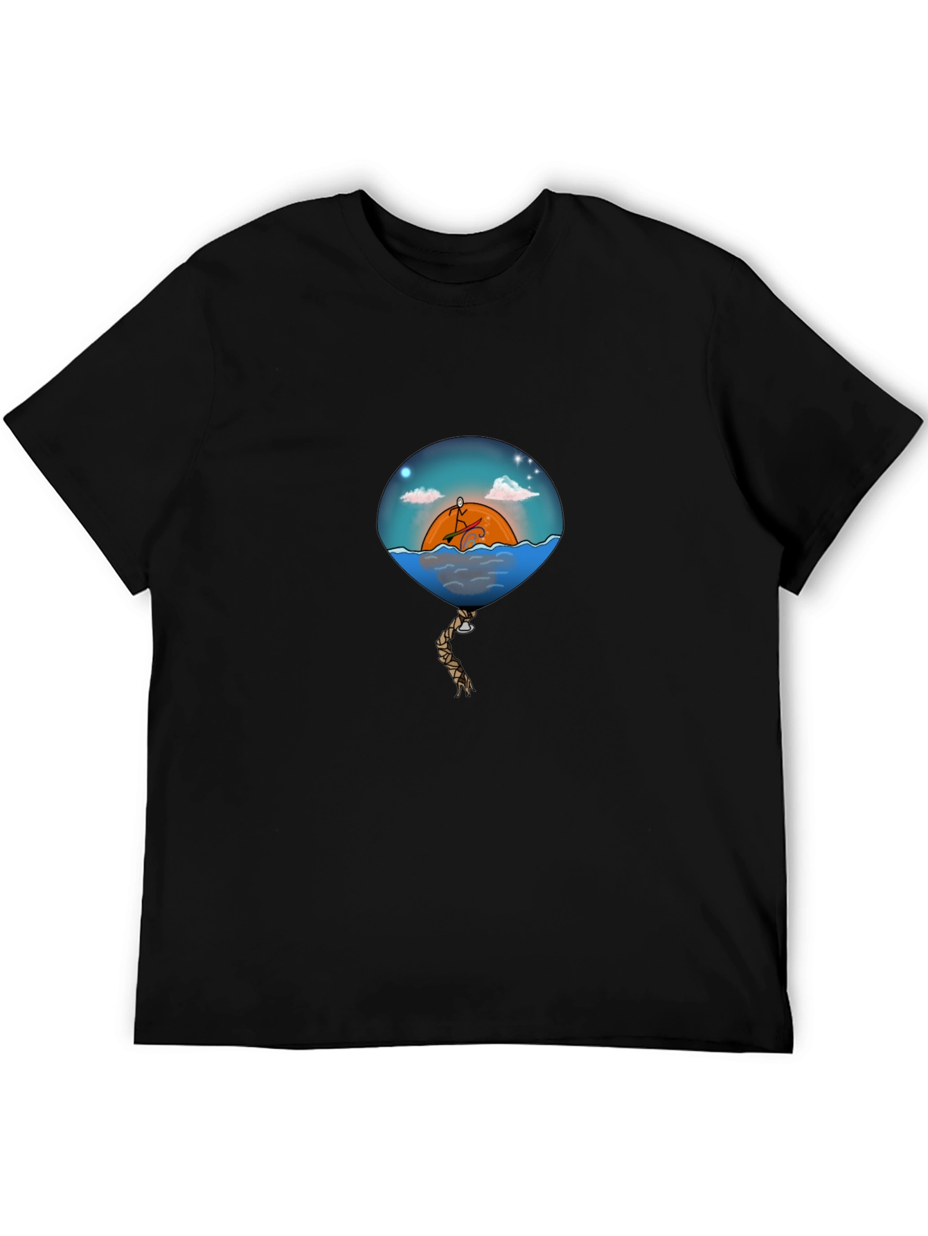 Sunset Balloon Graphic Tee - Mens Black T-Shirt
