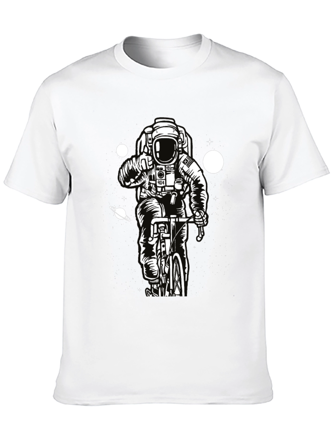 Astronaut on Bike Graphic T-Shirt - Space Adventure Tee