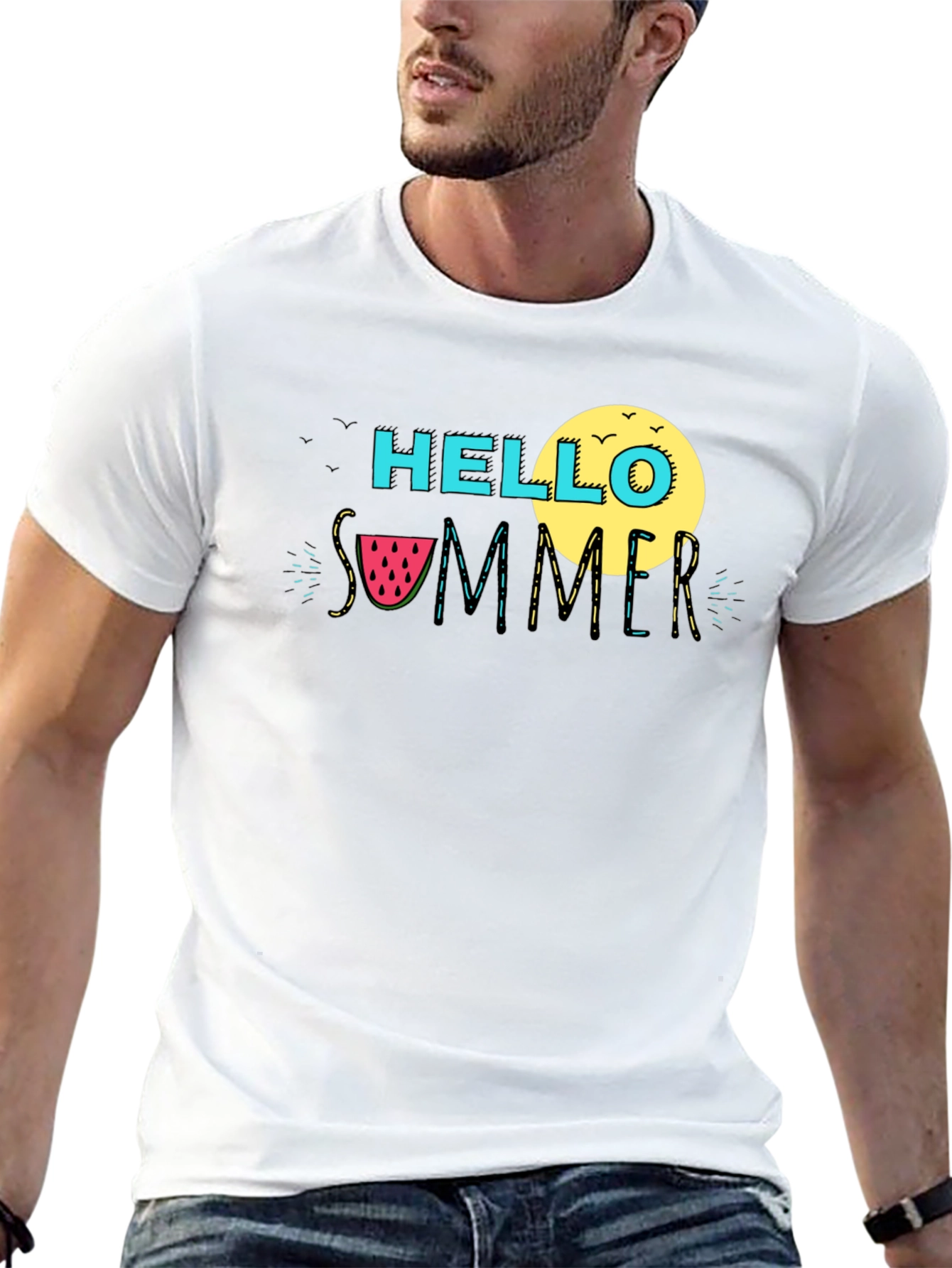 Hello Summer Black Graphic T-Shirt