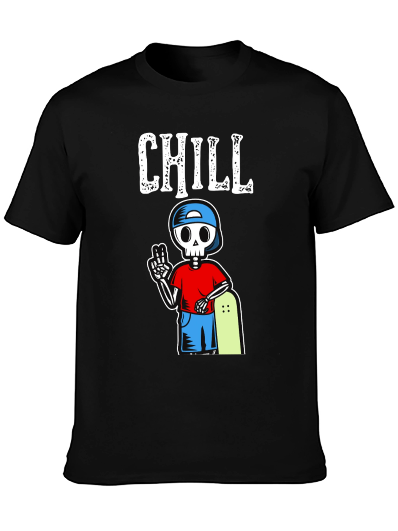 Chill Skeleton Skateboarder Graphic T-Shirt