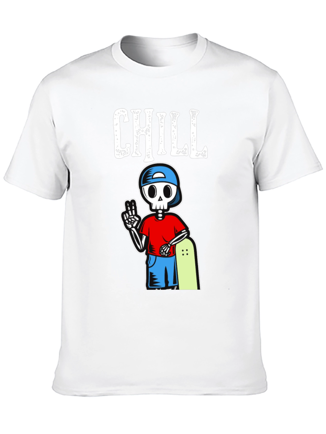 Chill Skeleton Skateboarder Graphic T-Shirt