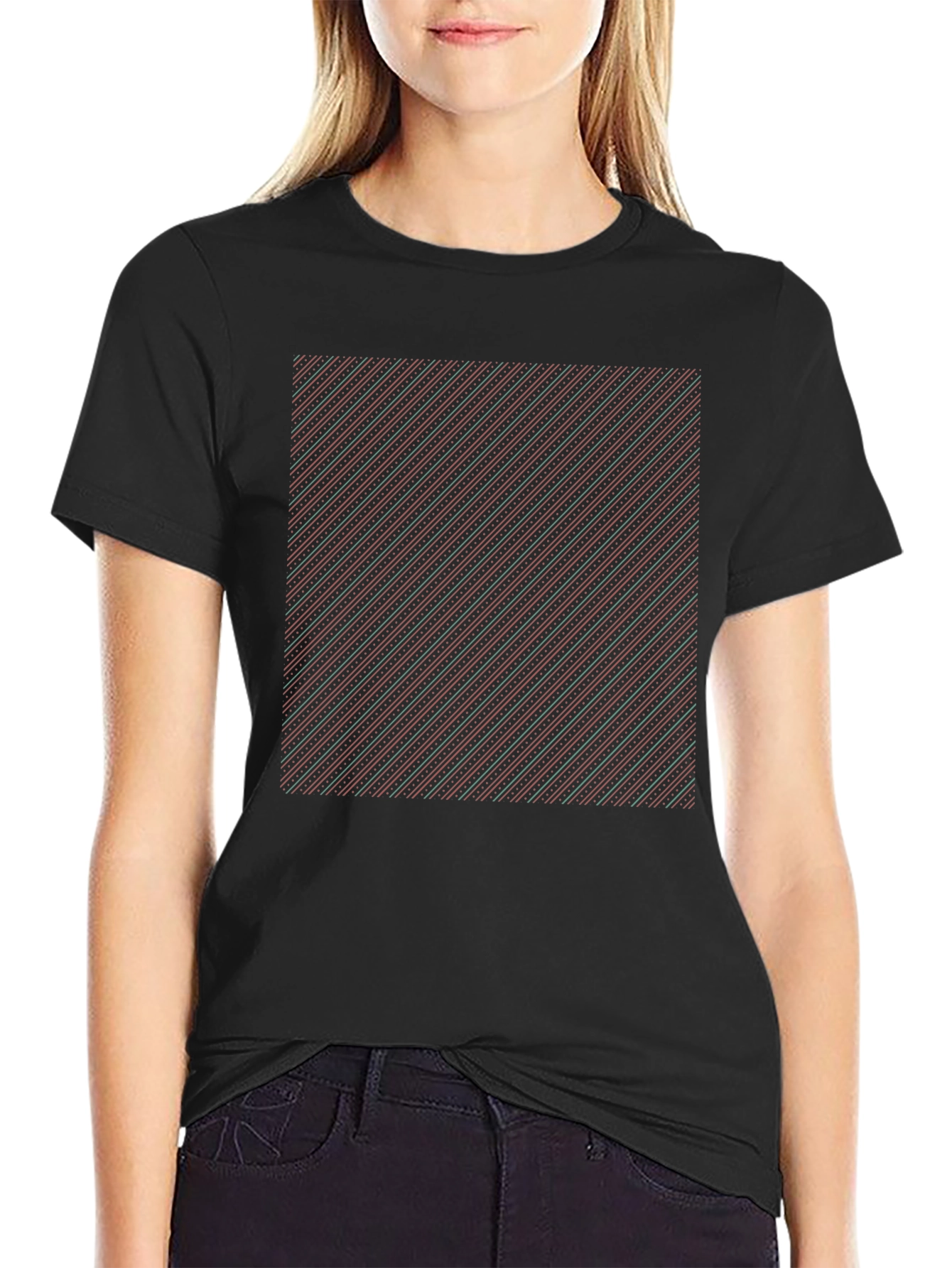 Striped Pattern Black T-Shirt - Casual Style