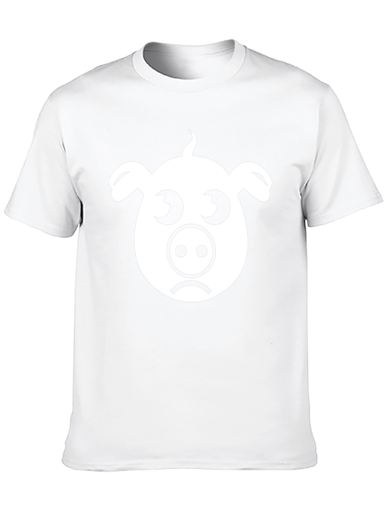 Sad Pig Face Graphic Tee - Casual Black T-Shirt