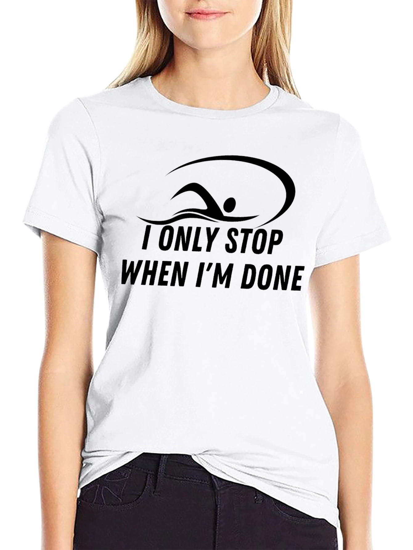 Swimmer I Only Stop When Im Done Black T-Shirt