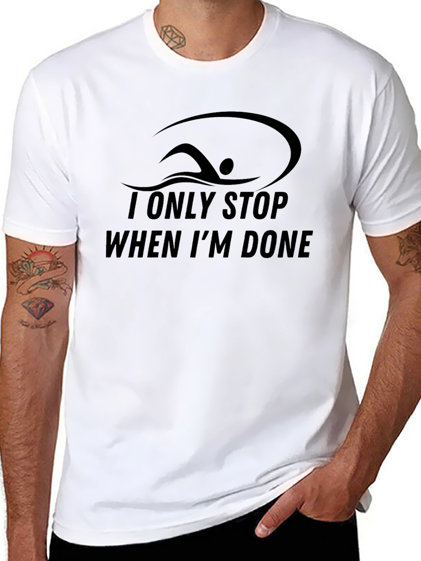Swimmer I Only Stop When Im Done Black T-Shirt