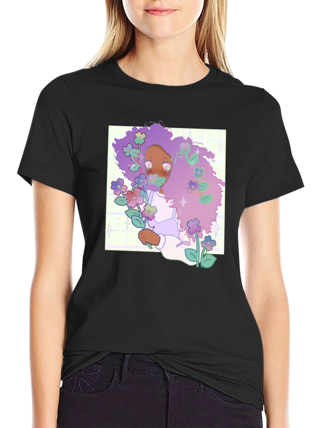 Floral Afro Graphic T-Shirt