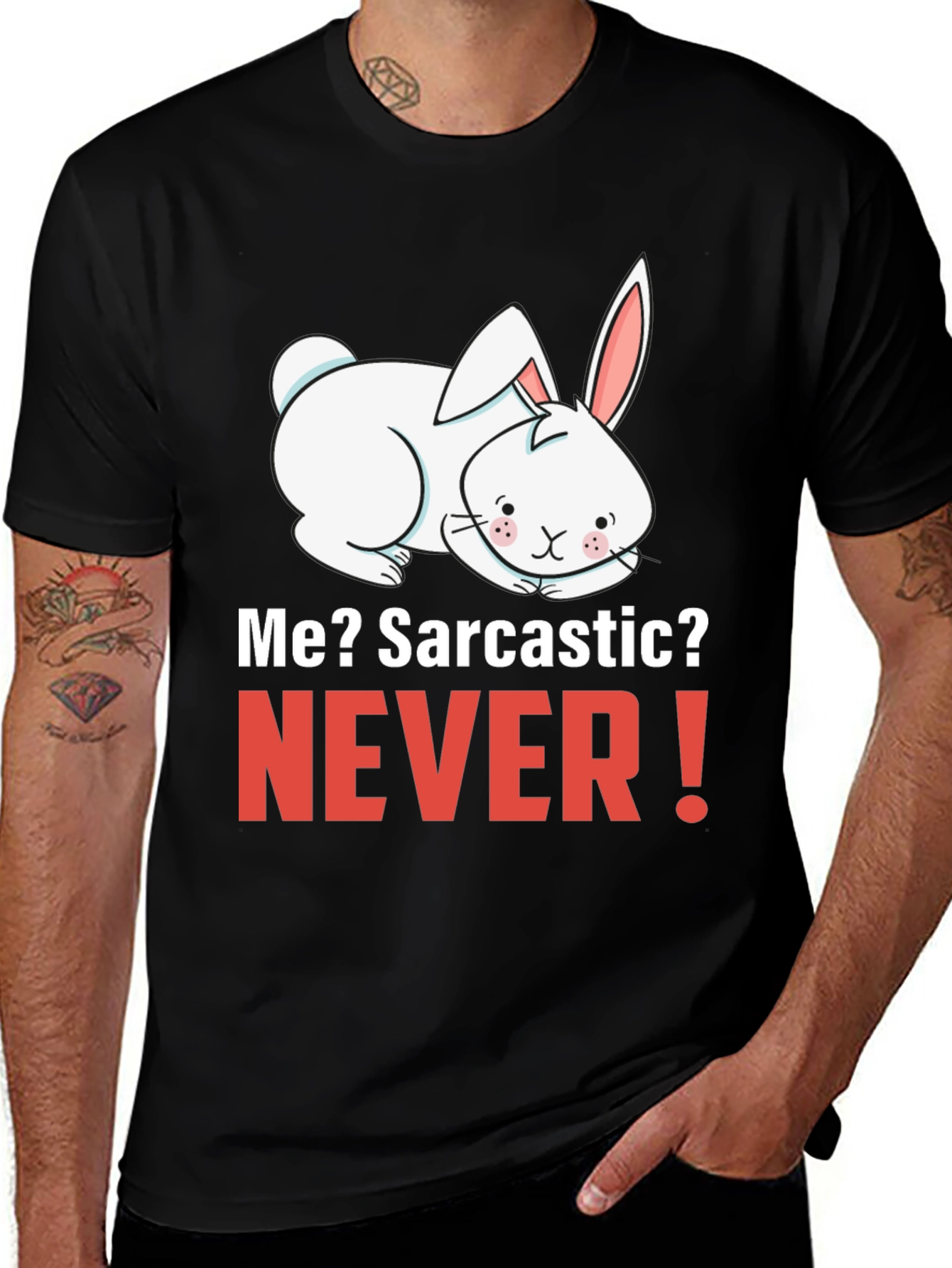 Sarcastic Bunny Graphic T-Shirt - Unisex Black Tee