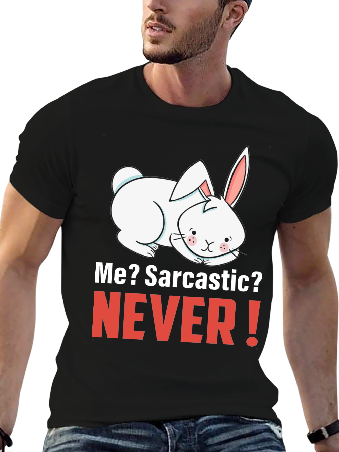 Sarcastic Bunny Graphic T-Shirt - Unisex Black Tee