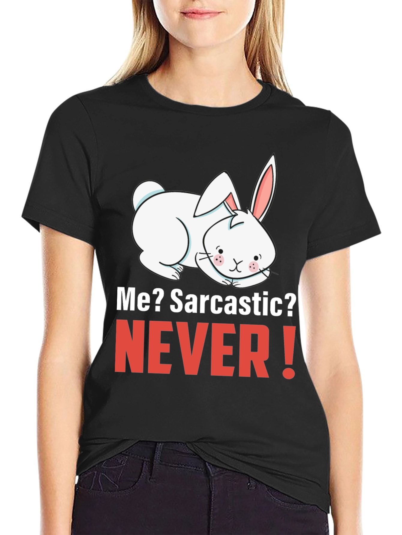 Sarcastic Bunny Graphic T-Shirt - Unisex Black Tee