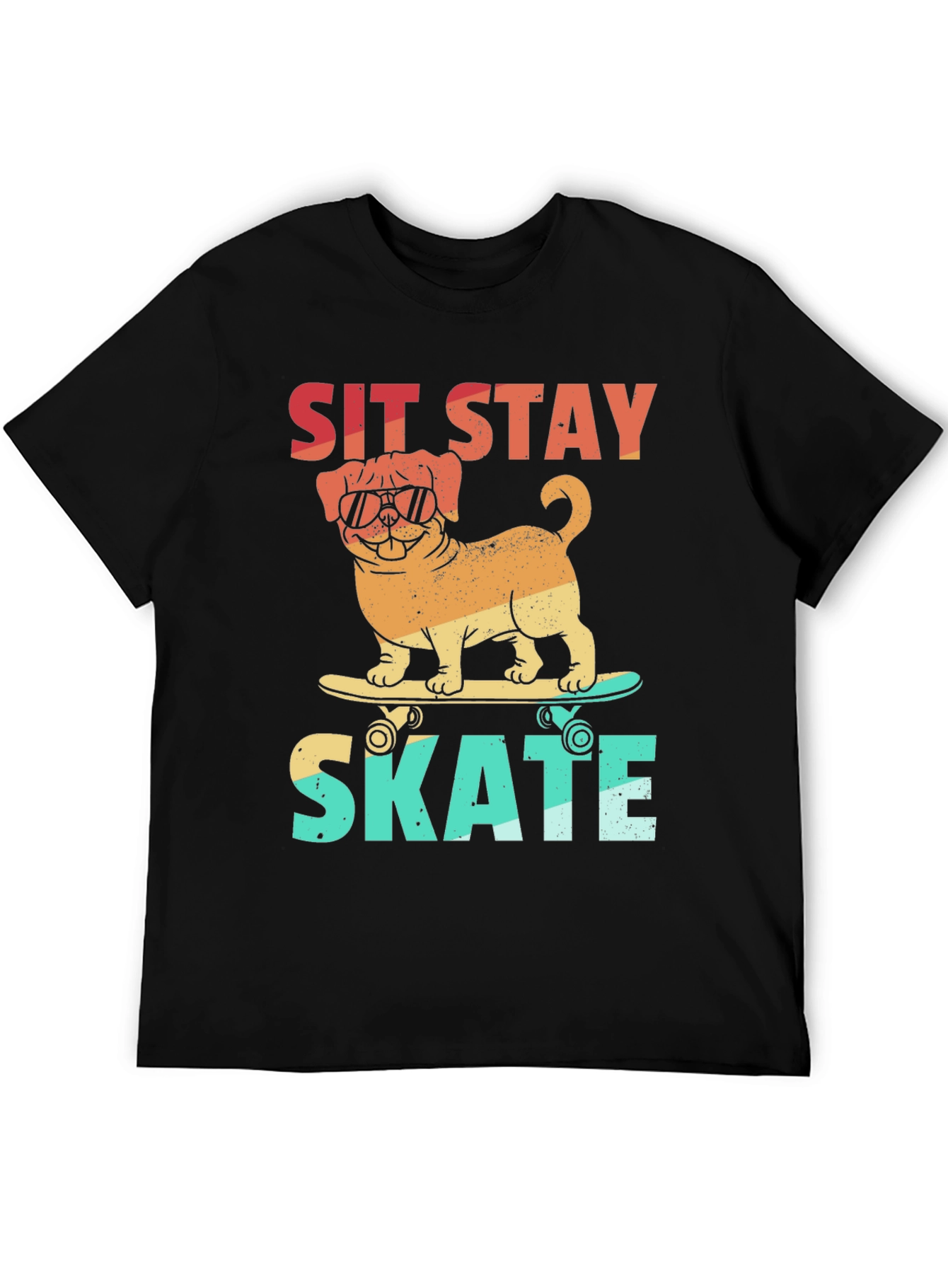Sit Stay Skate T-Shirt - Dog on Skateboard Tee