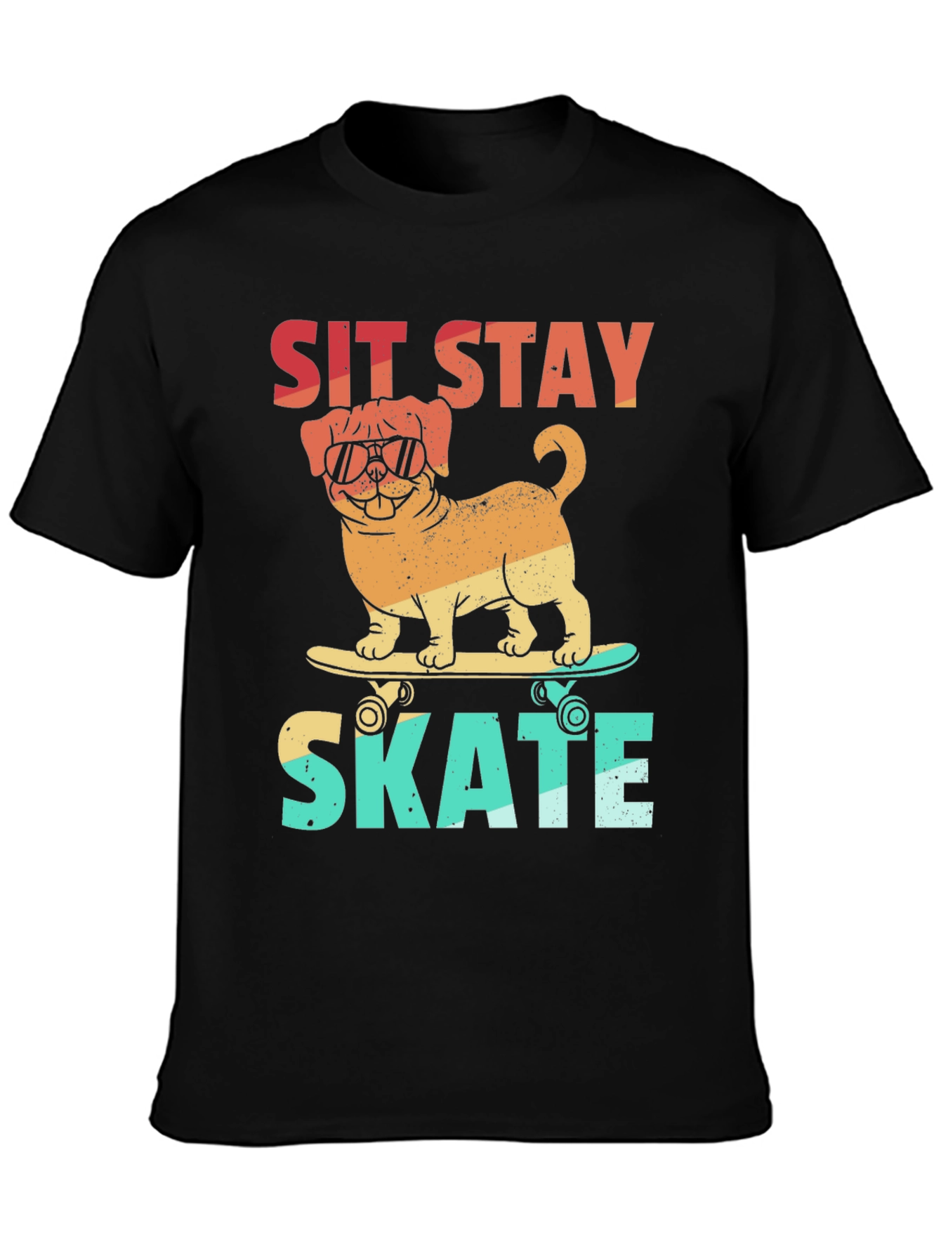 Sit Stay Skate T-Shirt - Dog on Skateboard Tee