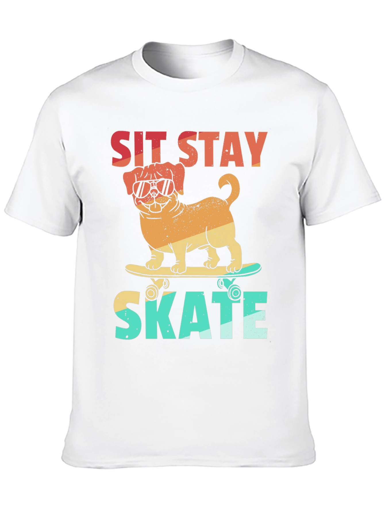 Sit Stay Skate T-Shirt - Dog on Skateboard Tee