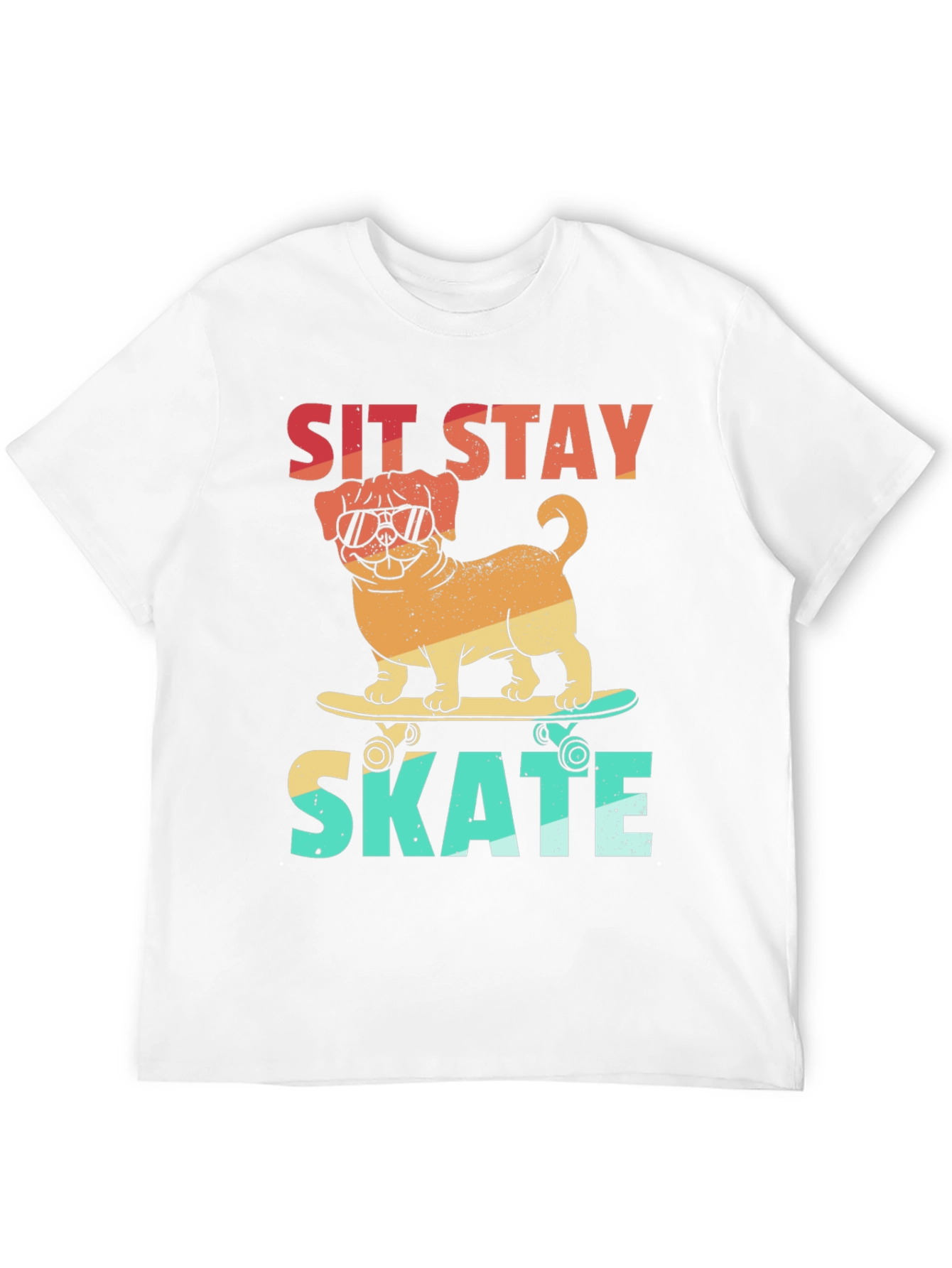 Sit Stay Skate T-Shirt - Dog on Skateboard Tee