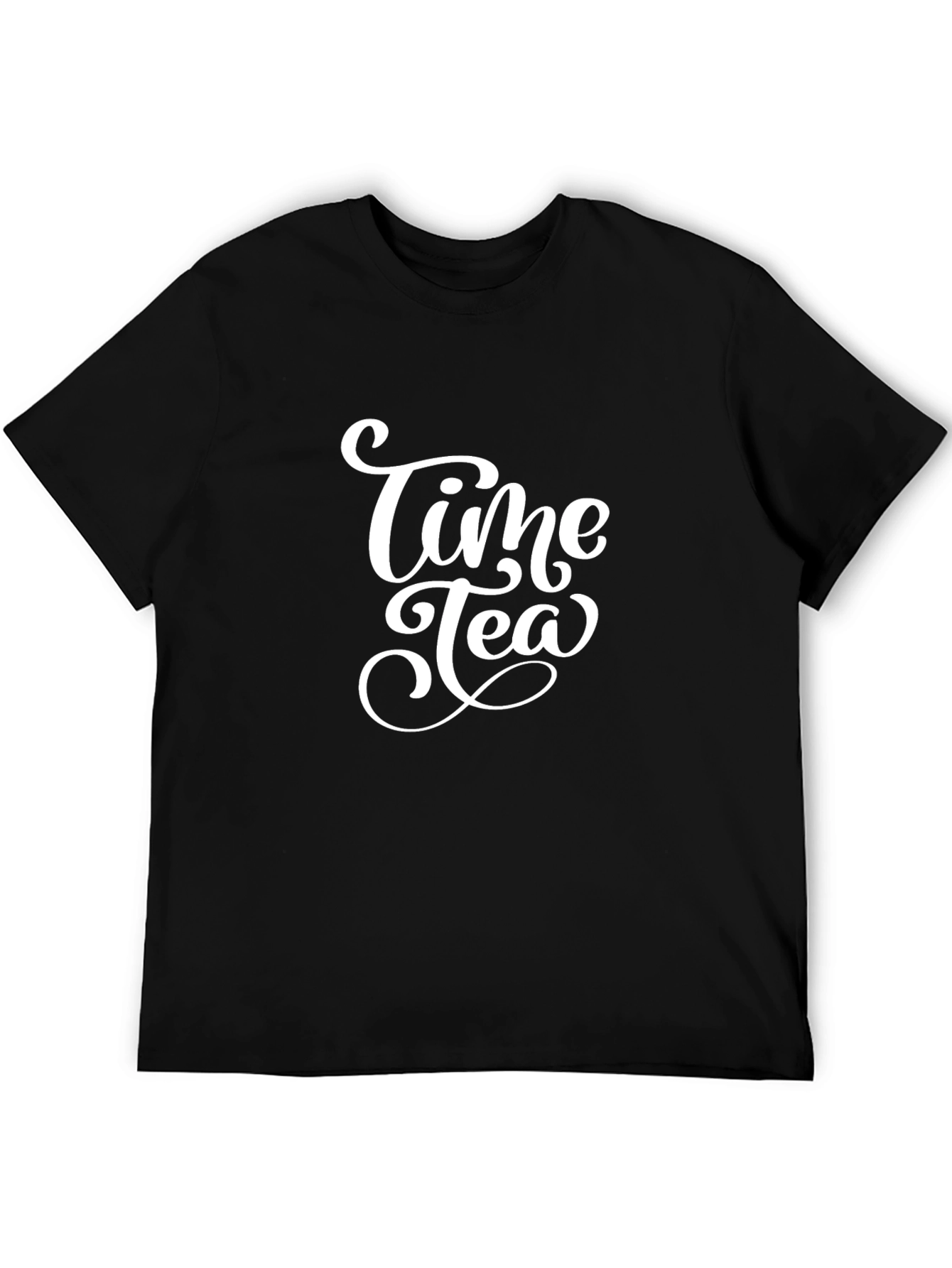 Time Tea Black Cotton Graphic Tee