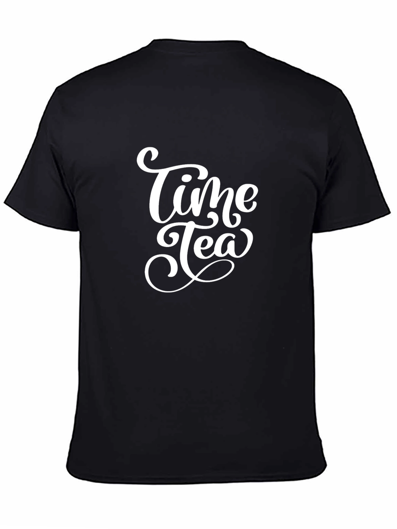 Time Tea Black Cotton Graphic Tee