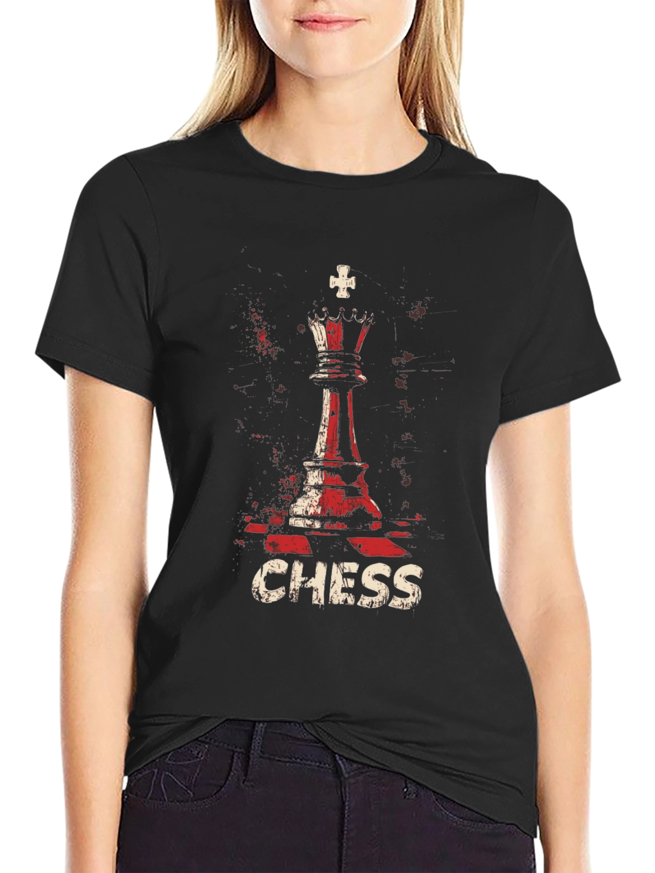 Chess Queen Graphic T-Shirt - Black
