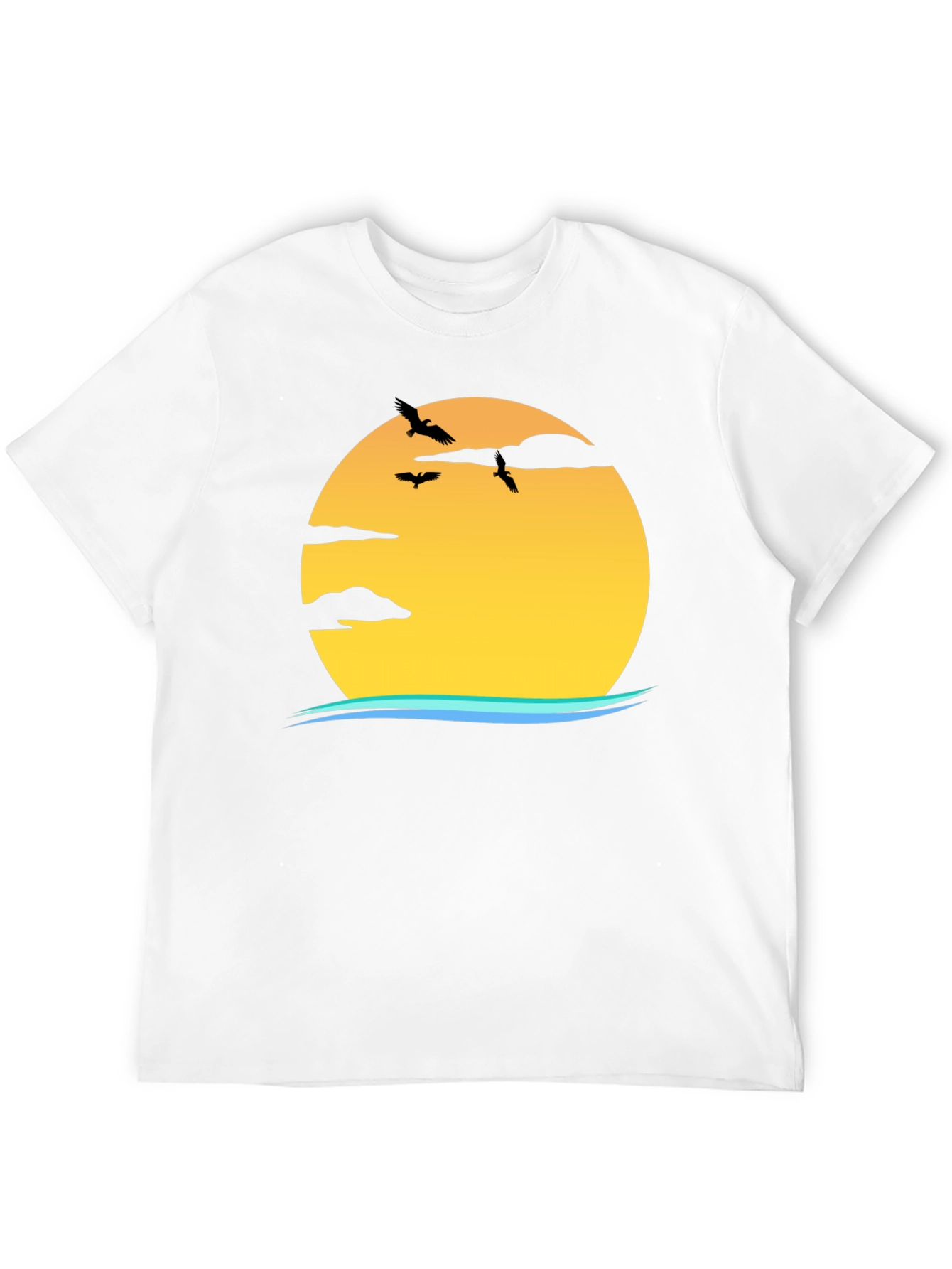Sunset Birds Graphic Black T-Shirt