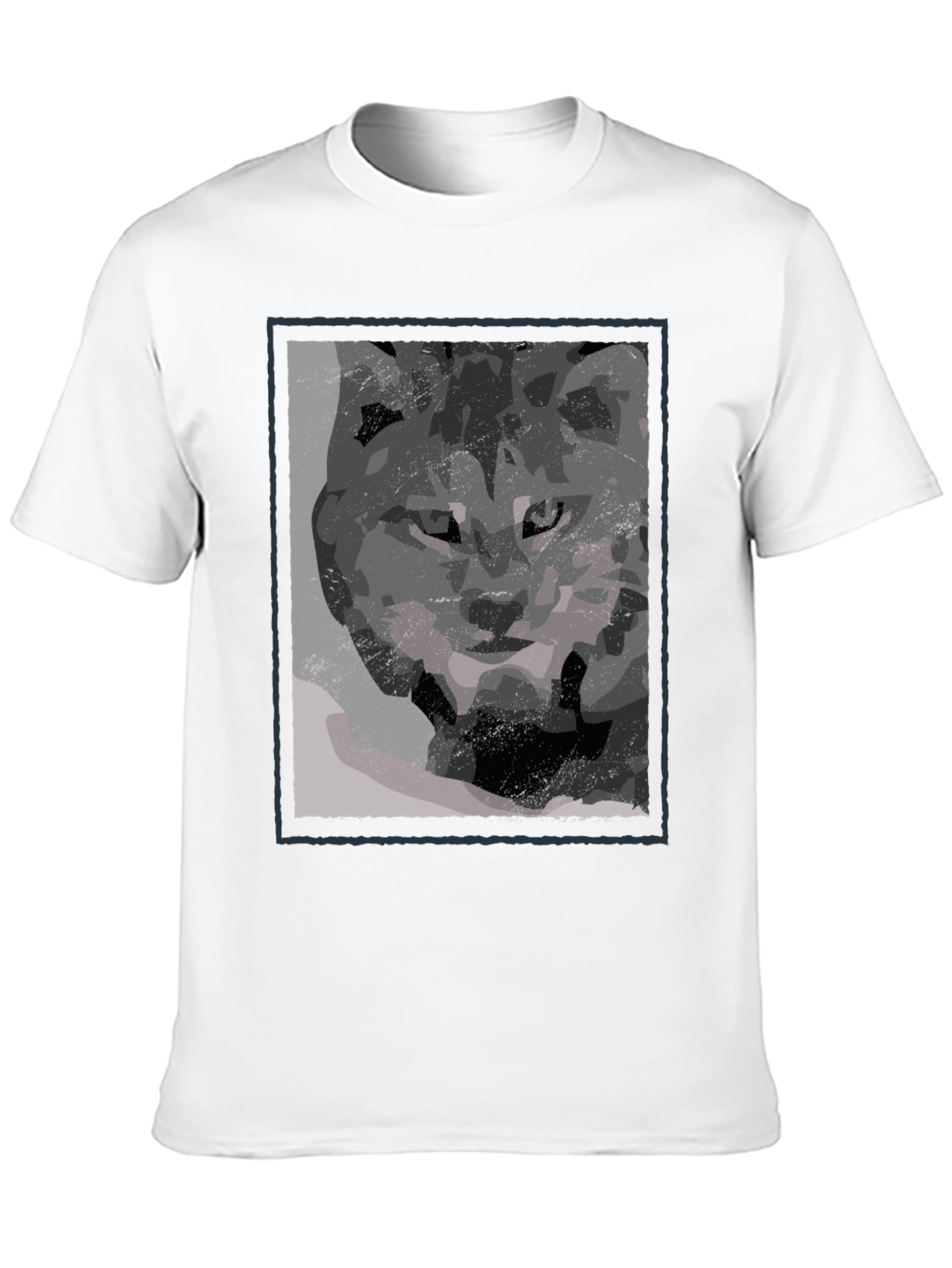 Abstract Wolf Graphic Print Black T-Shirt
