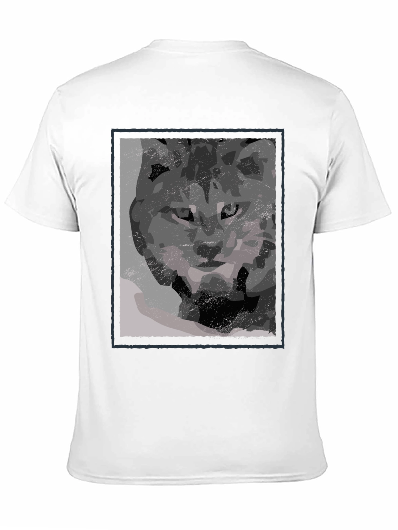 Abstract Wolf Graphic Print Black T-Shirt