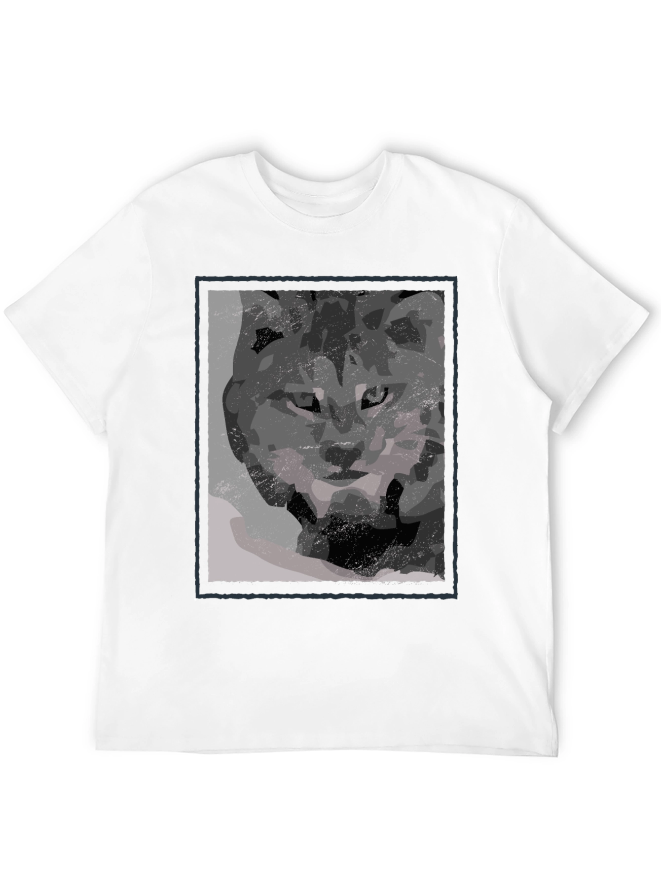 Abstract Wolf Graphic Print Black T-Shirt