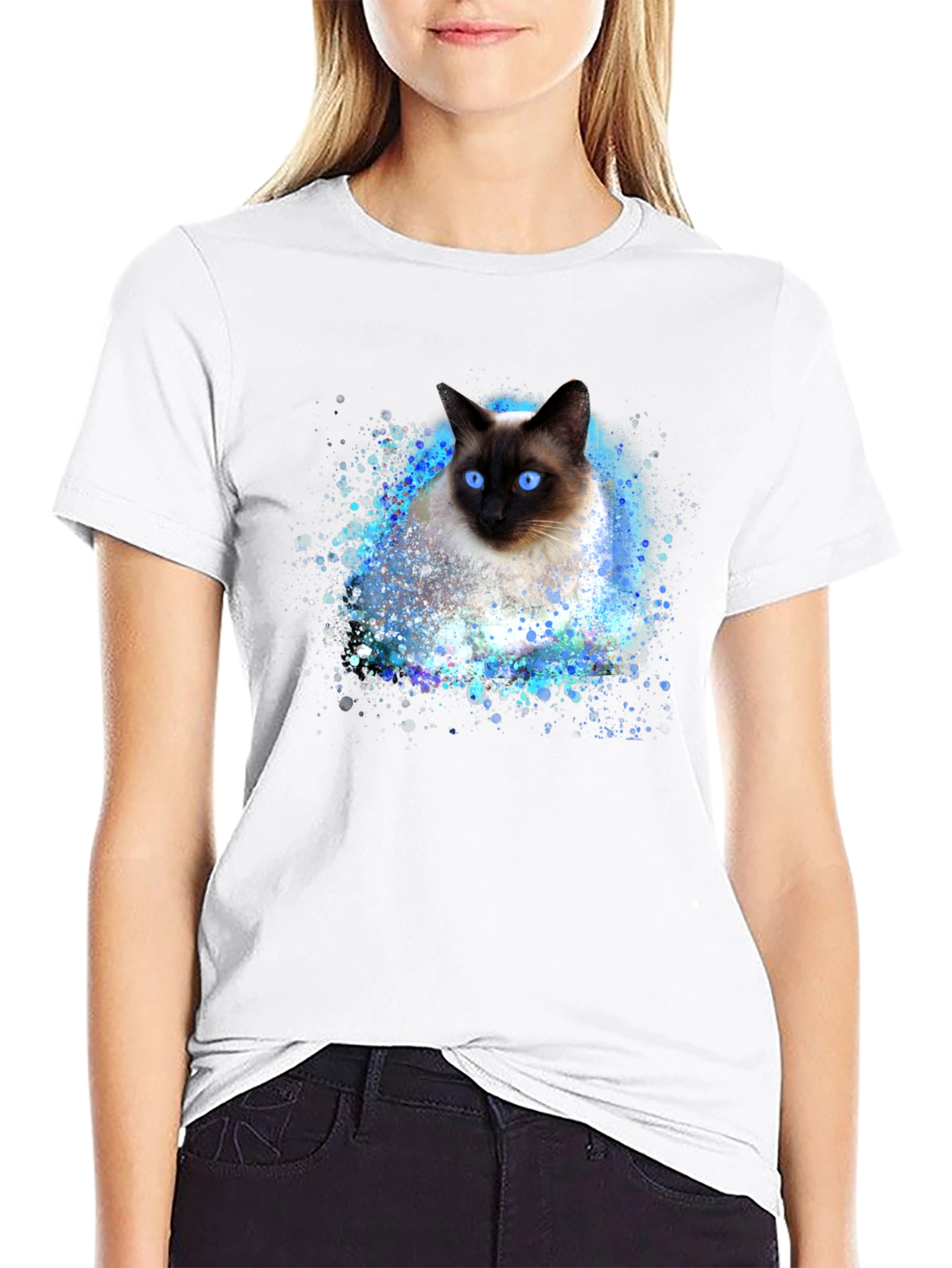 Siamese Cat Art T-Shirt - Unique Cat Lover Gift