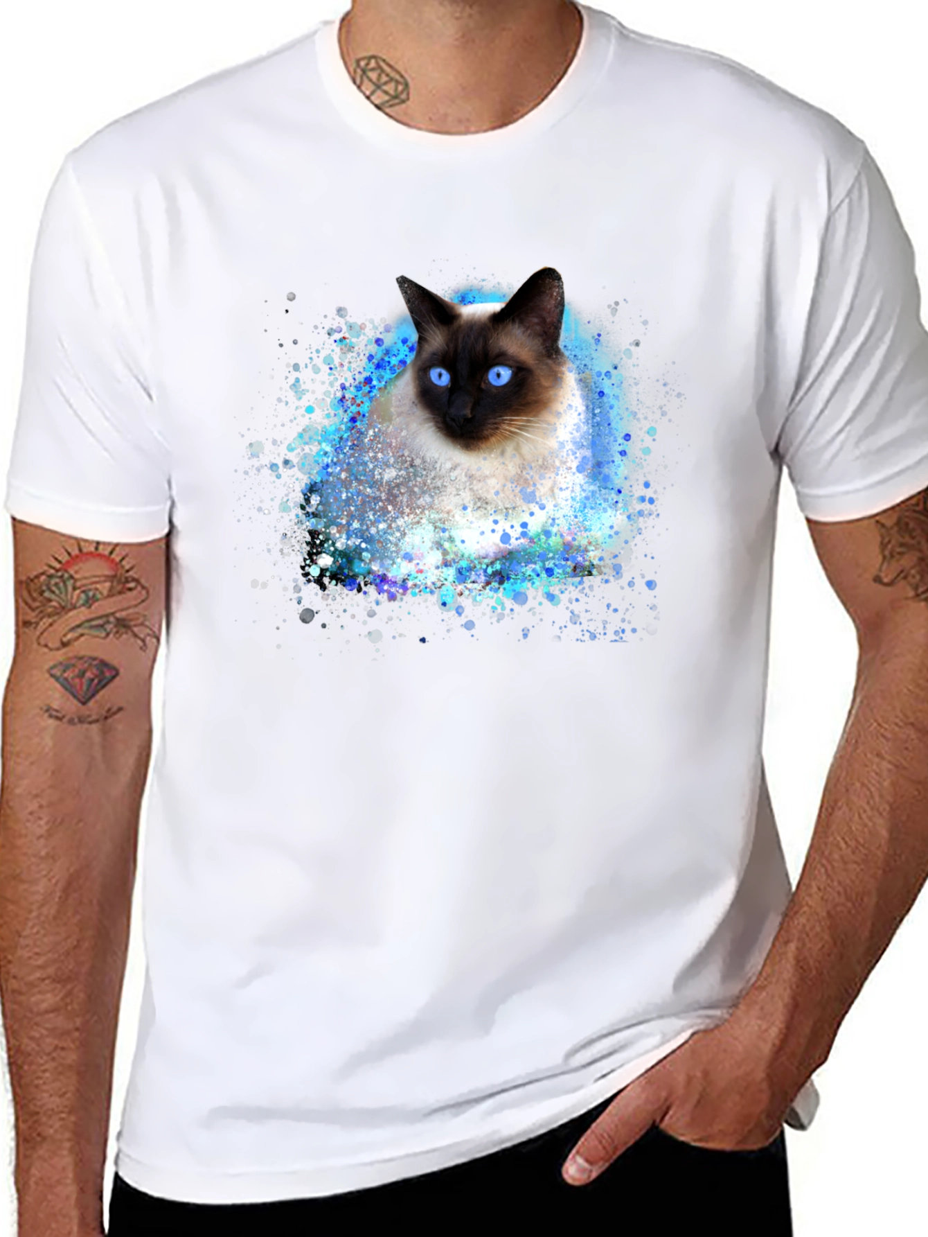 Siamese Cat Art T-Shirt - Unique Cat Lover Gift