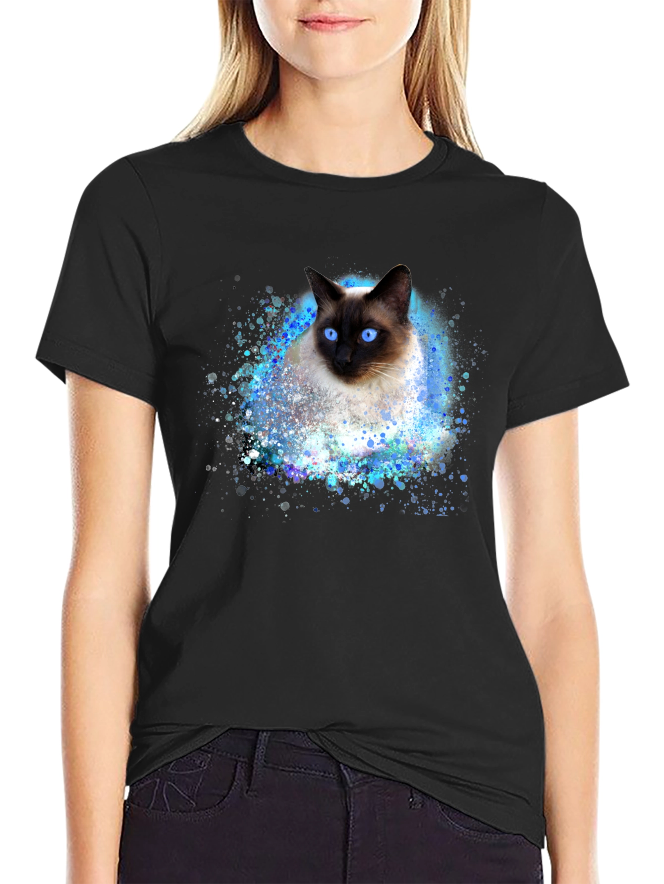Siamese Cat Art T-Shirt - Unique Cat Lover Gift