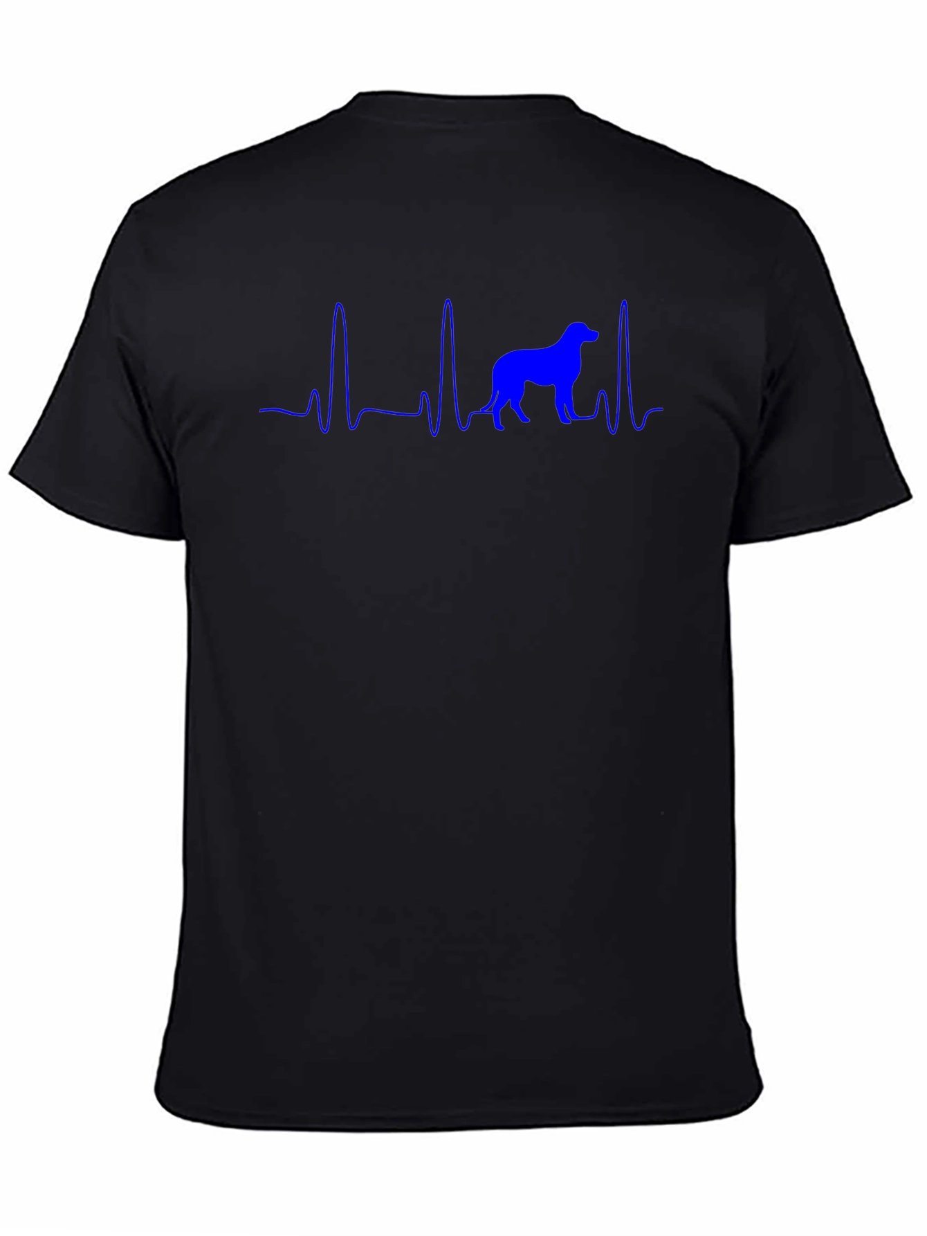 Dog Heartbeat T-Shirt - Blue Print on Black