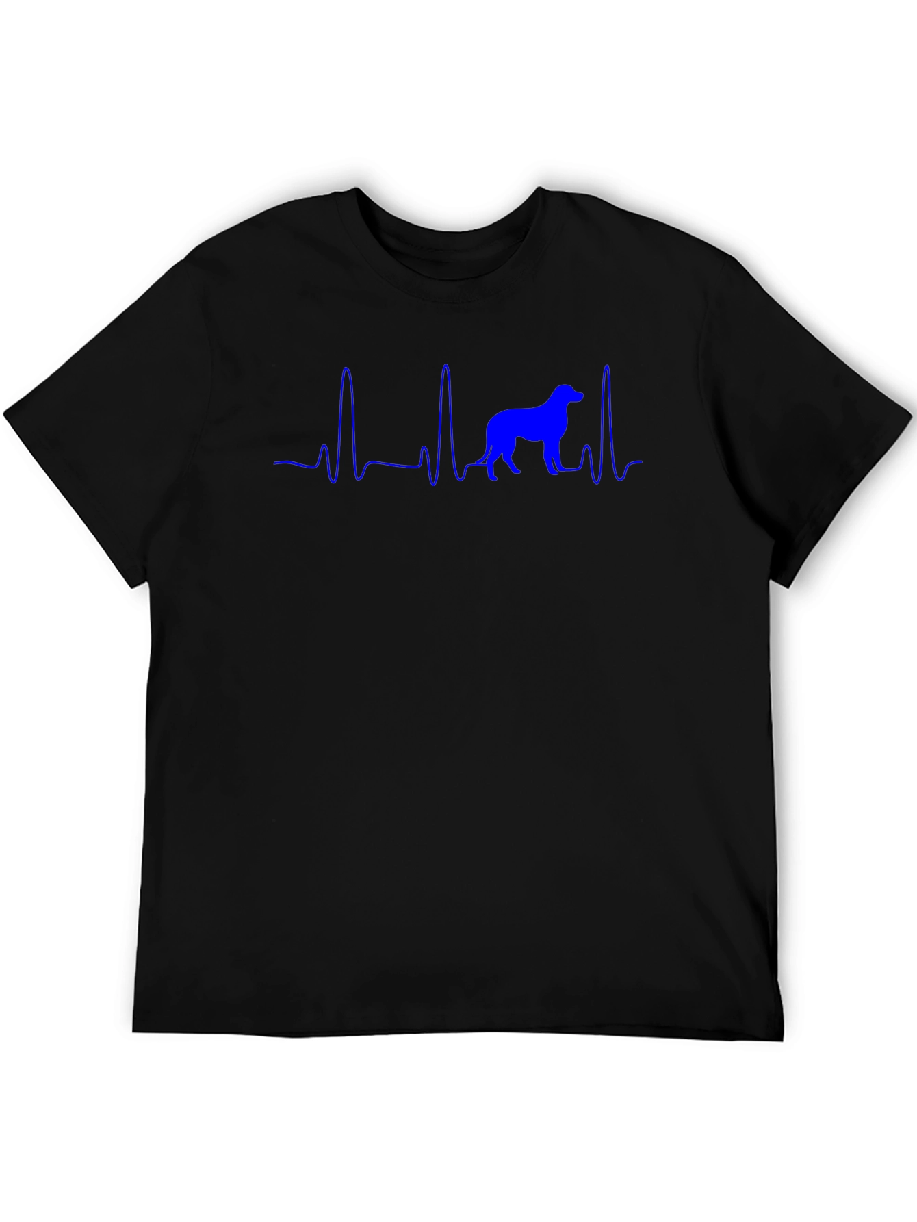 Dog Heartbeat T-Shirt - Blue Print on Black