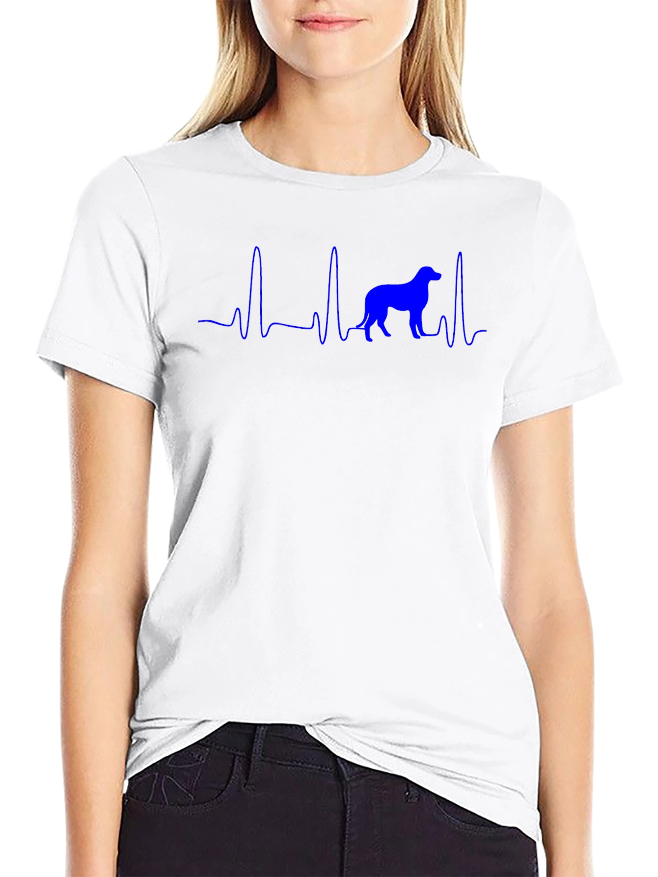 Dog Heartbeat T-Shirt - Blue Print on Black