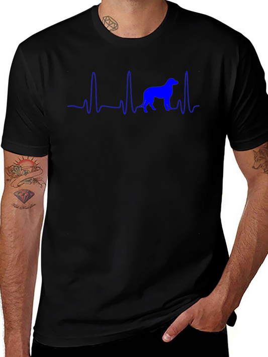 Dog Heartbeat T-Shirt - Blue Print on Black
