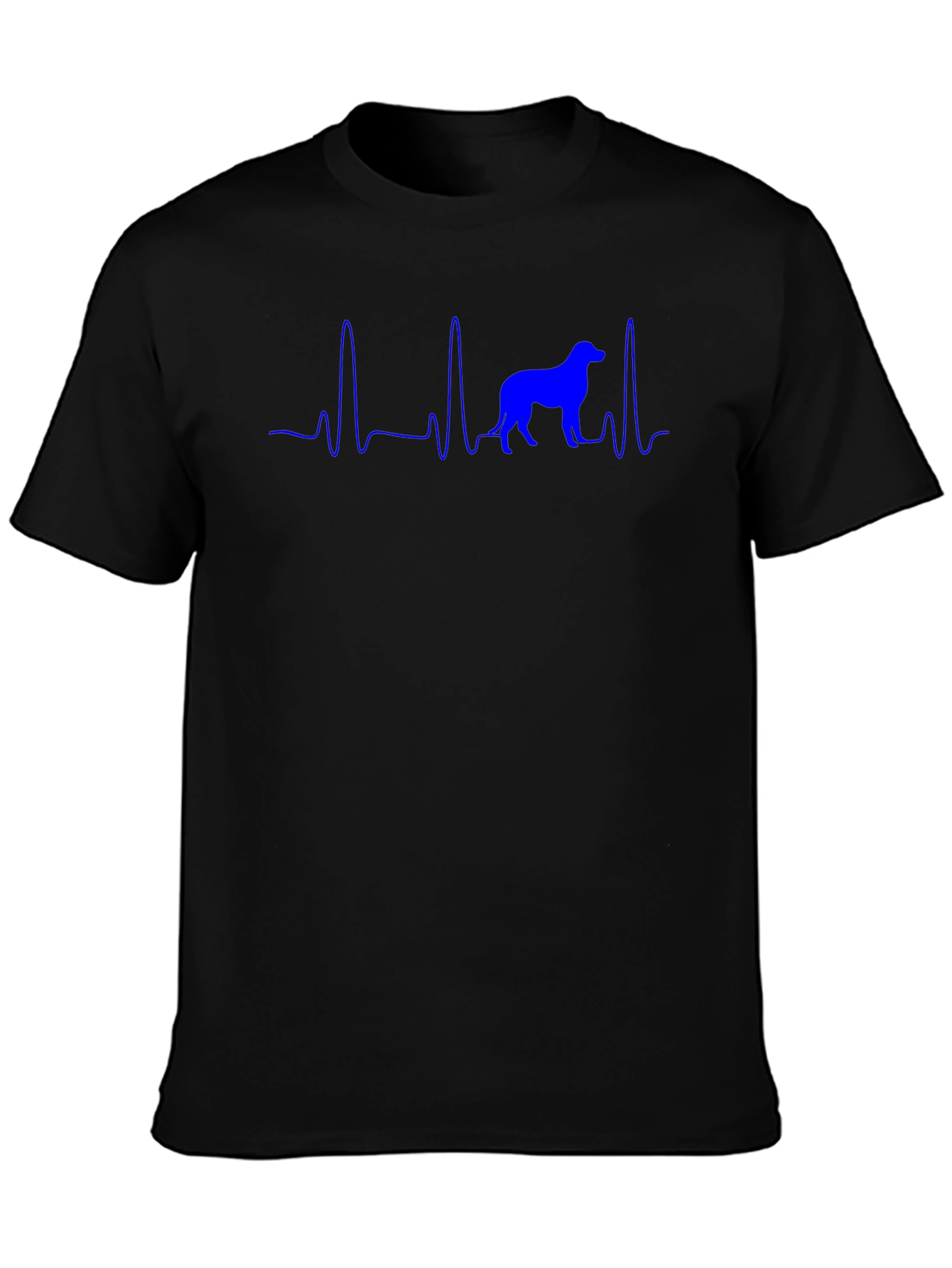 Dog Heartbeat T-Shirt - Blue Print on Black