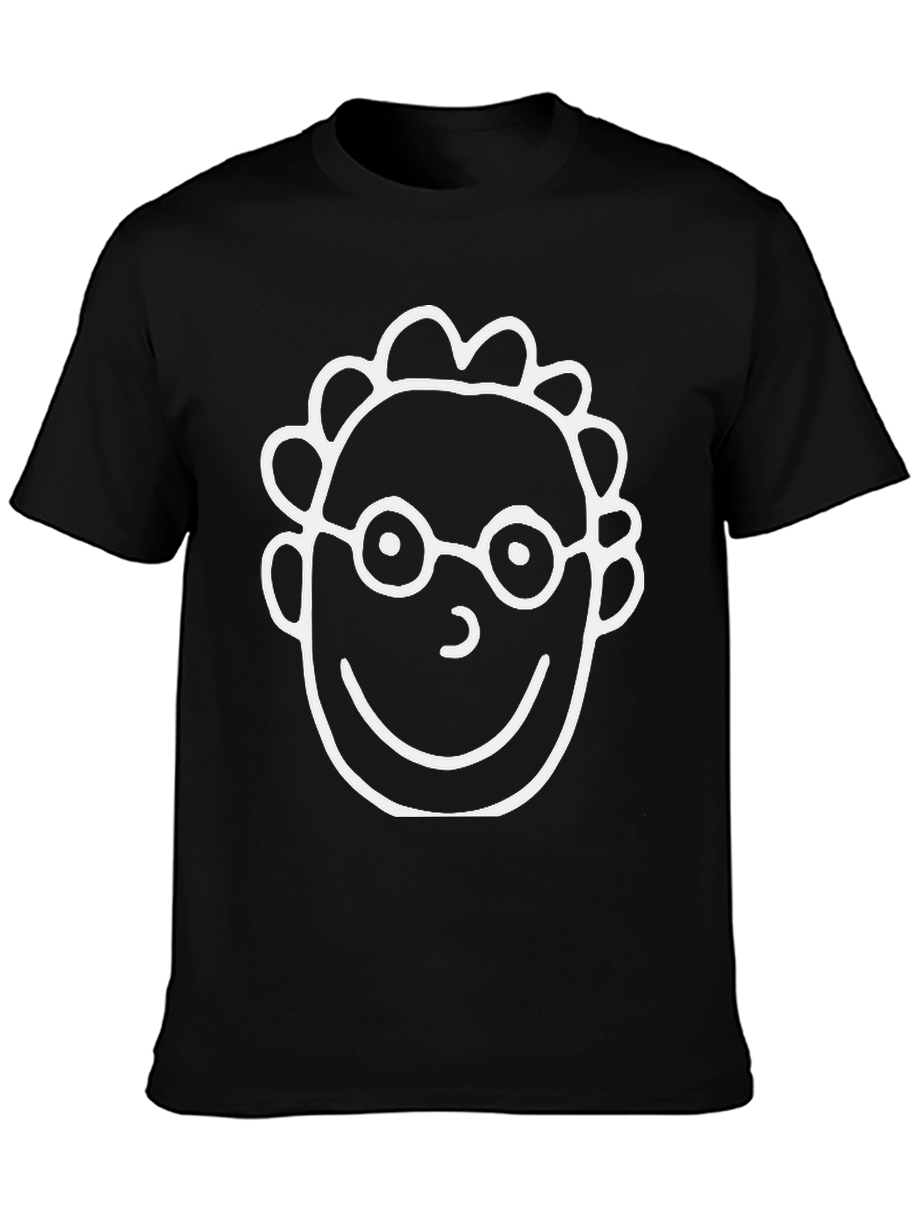 Cartoon Face T-Shirt - Black Crew Neck Tee