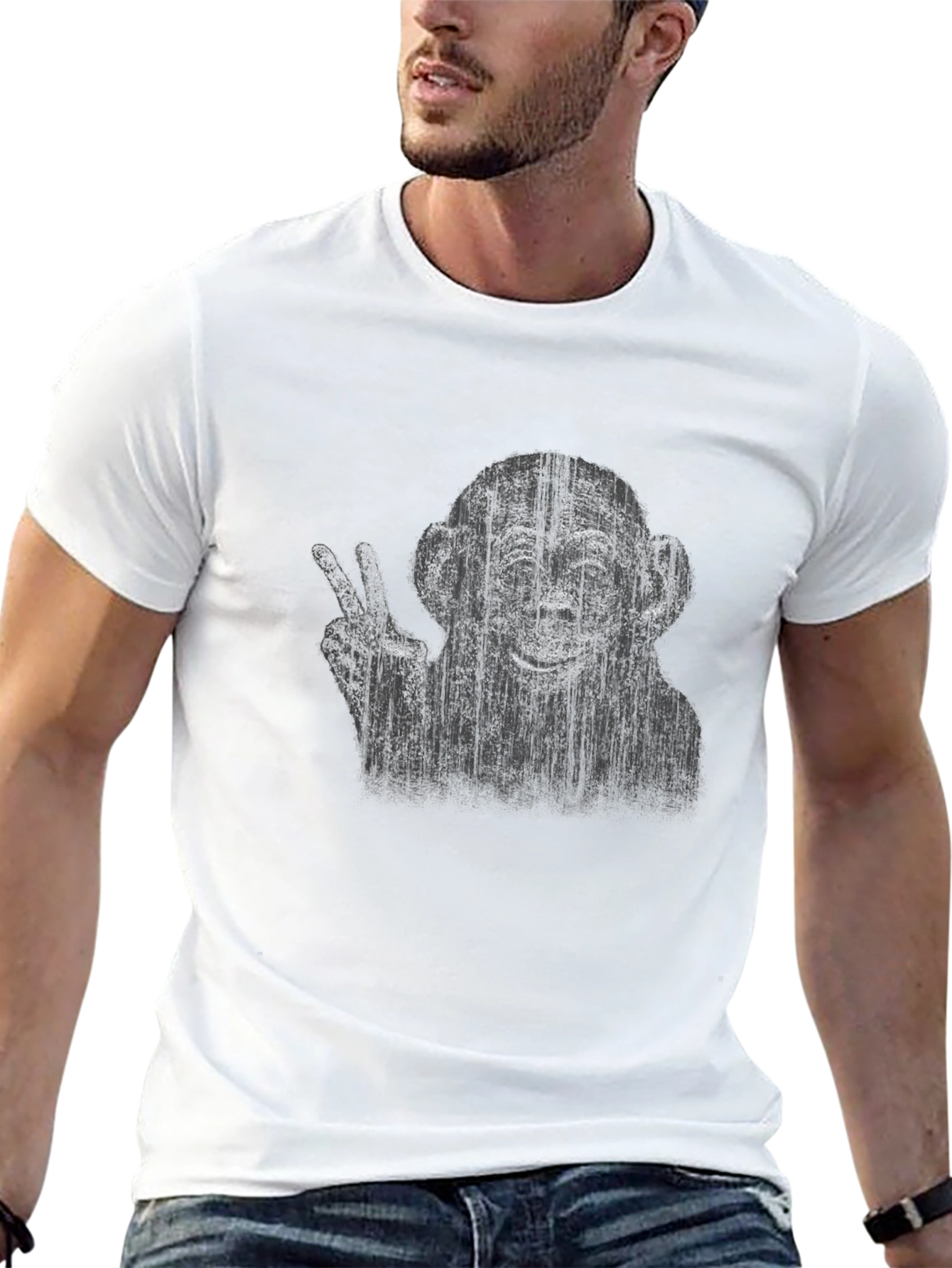 Peace Monkey Graphic T-Shirt - Black