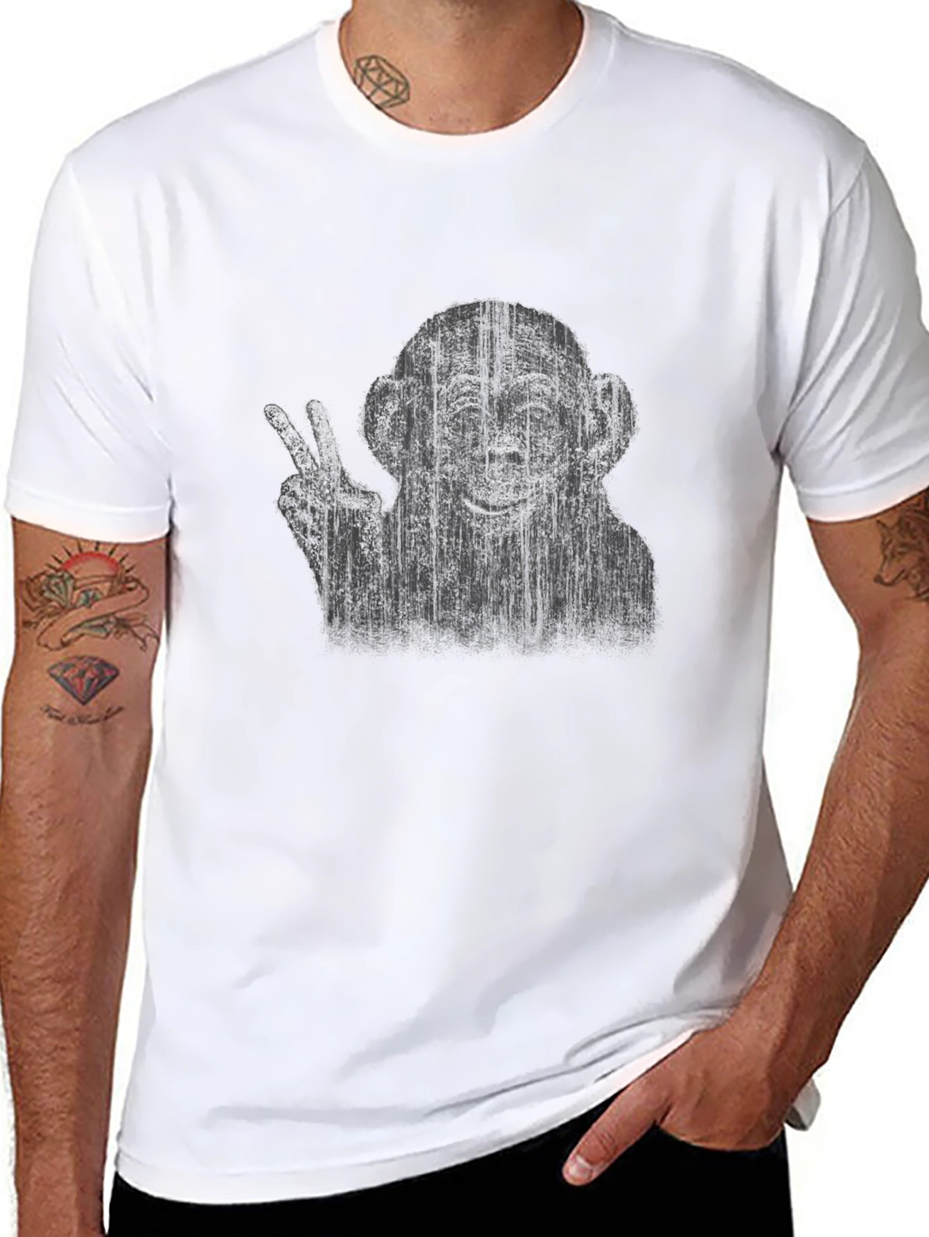 Peace Monkey Graphic T-Shirt - Black