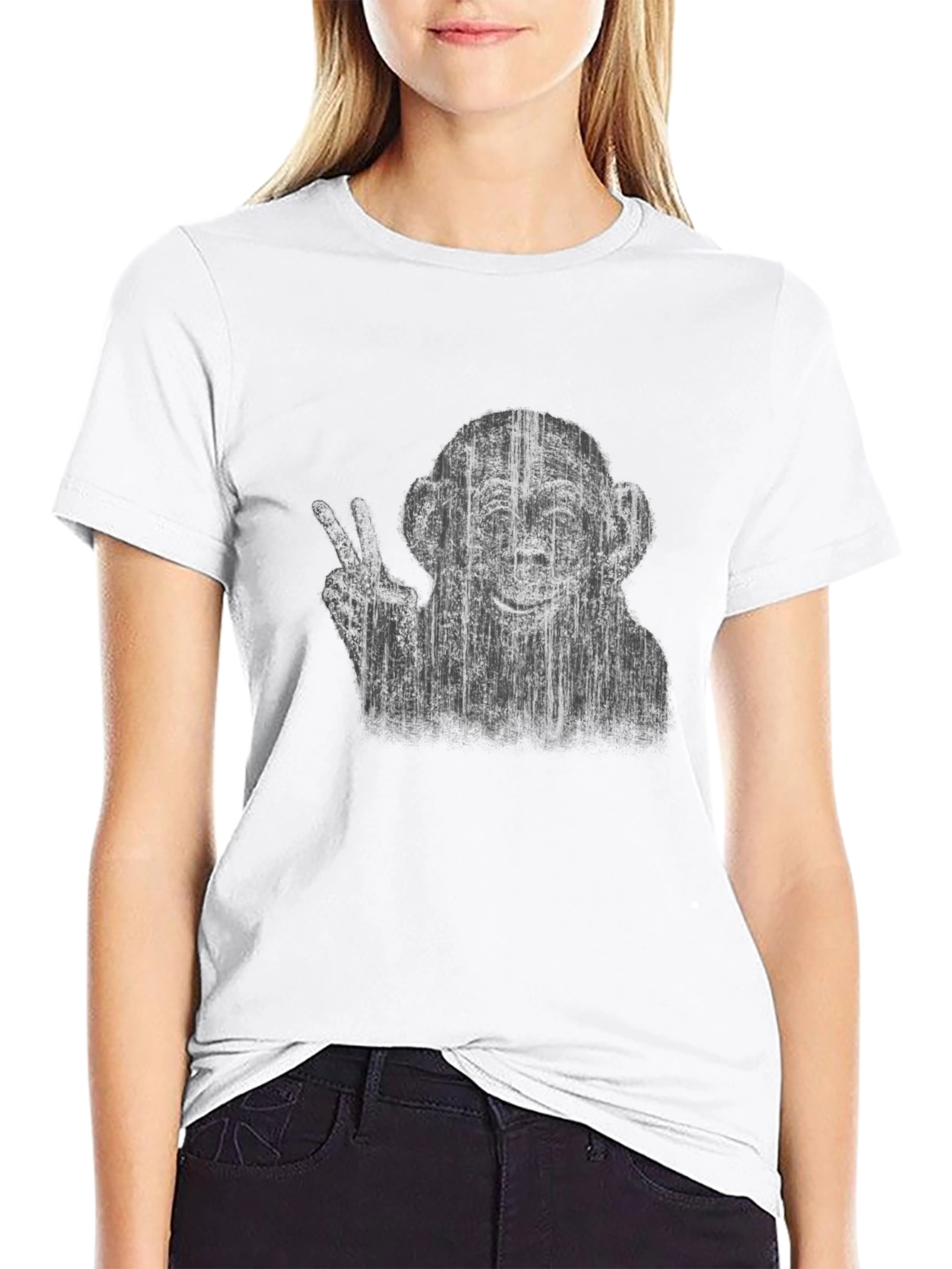 Peace Monkey Graphic T-Shirt - Black