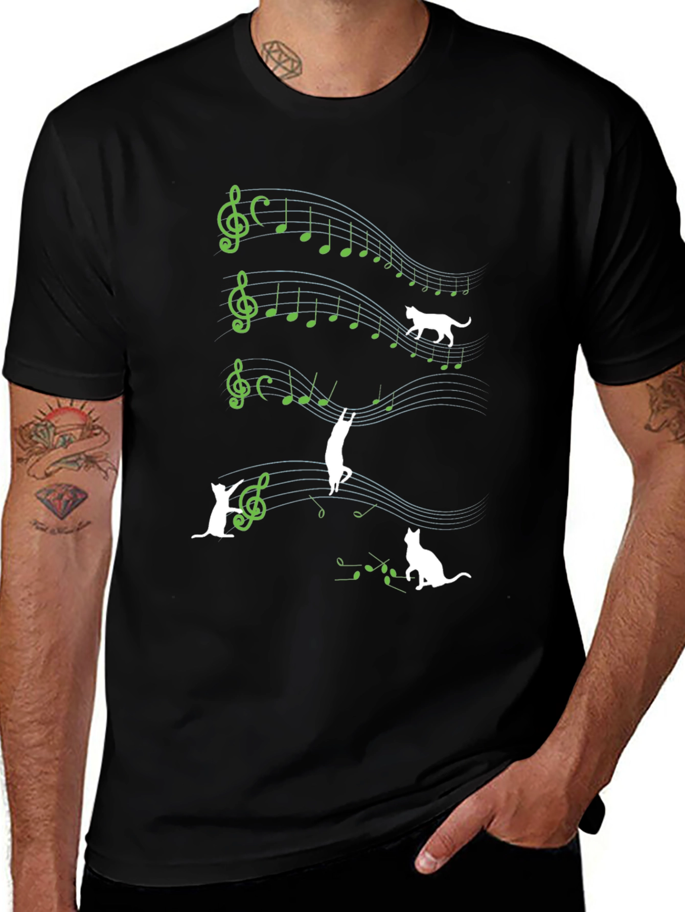 Musical Cat T-Shirt - Quirky Music Lover Tee