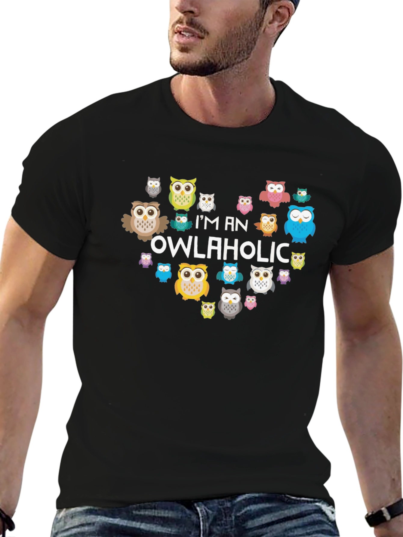 Owl Graphic Print Tee - Im an Owlaholic
